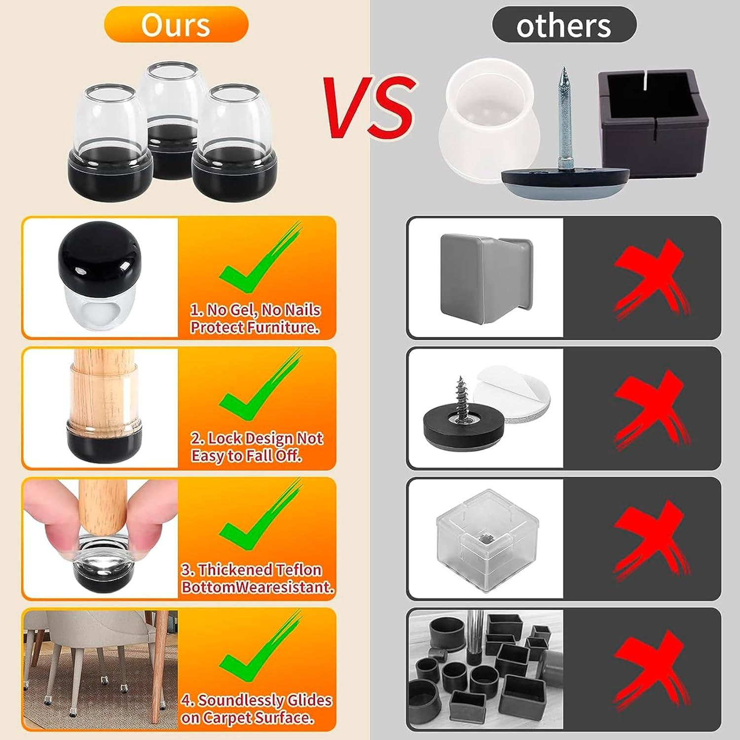 16 Deslizadores de Pierna de Silla GAGUIUP para Alfombra 1.27-1.78cm