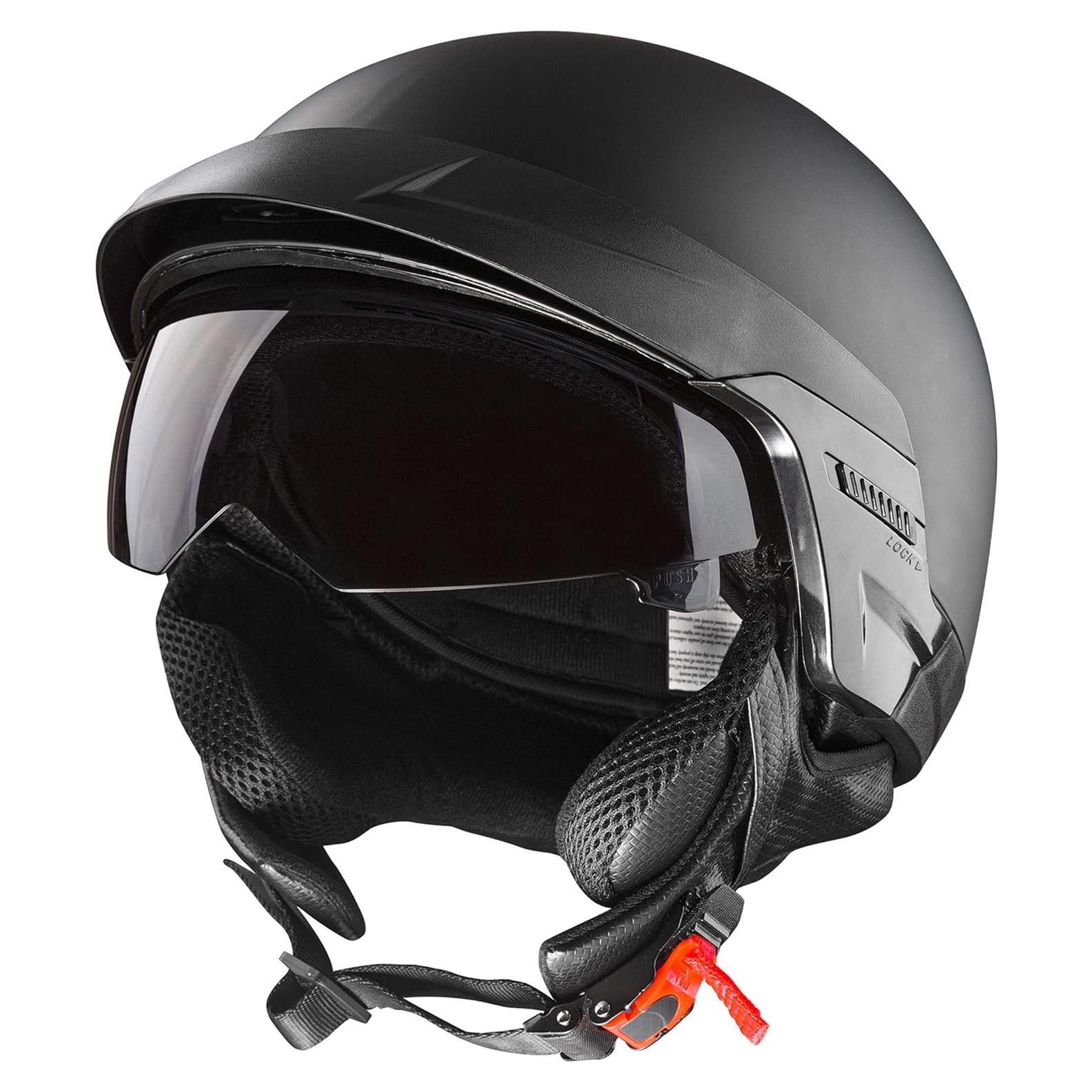 Casco Abierto Cartman para Motocicleta con Visera Solar, Grande