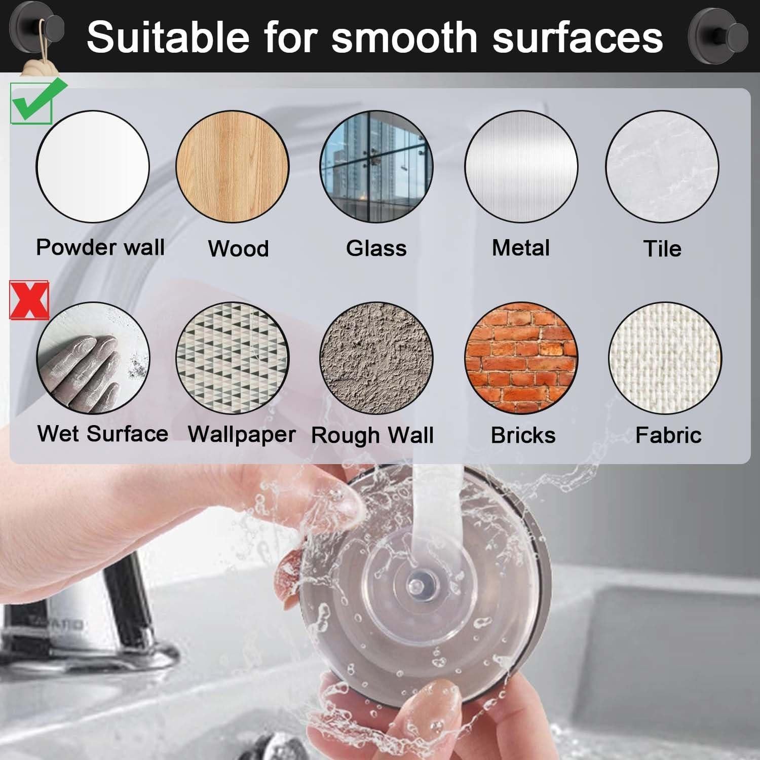 4 Ganchos de Ventosa Z-oneMart Acero Inoxidable 304 6cm