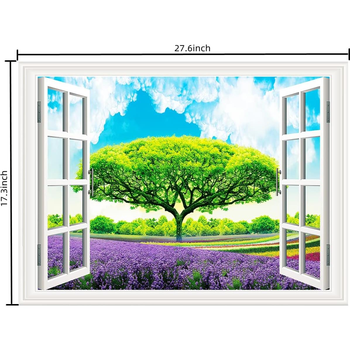 Calcomanía de Pared THNWSY Ventana Isla Tropical 43.9x70.1cm