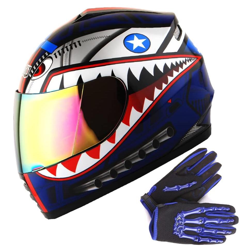Casco Integral WOW HKY-B15 para Jóvenes + Guantes MX