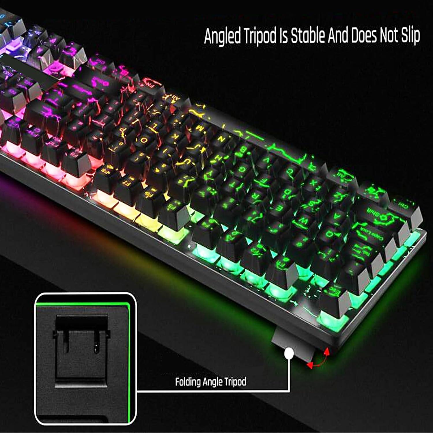 Combo Teclado y Ratón Gaming Crack Rainbow con Cable 104 Teclas