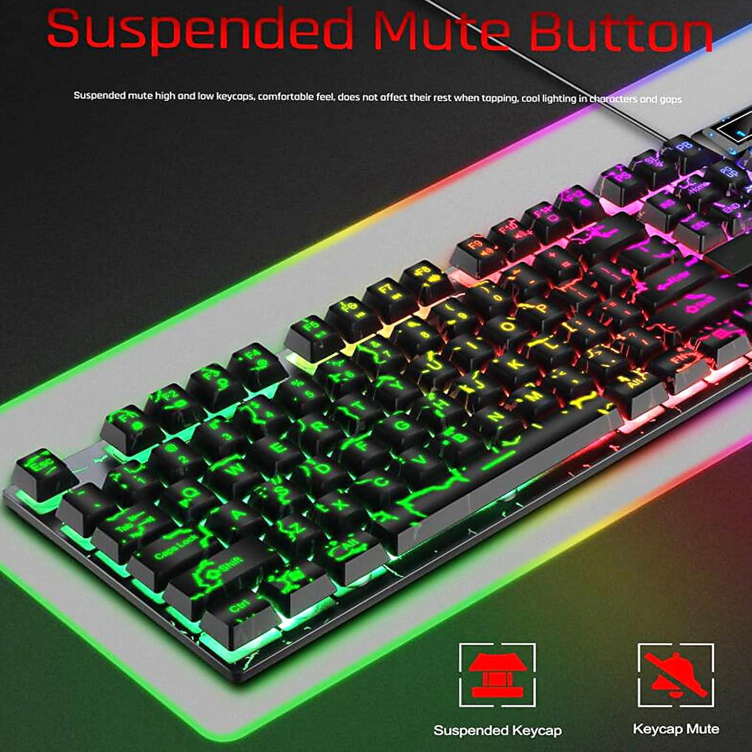 Combo Teclado y Ratón Gaming Crack Rainbow con Cable 104 Teclas