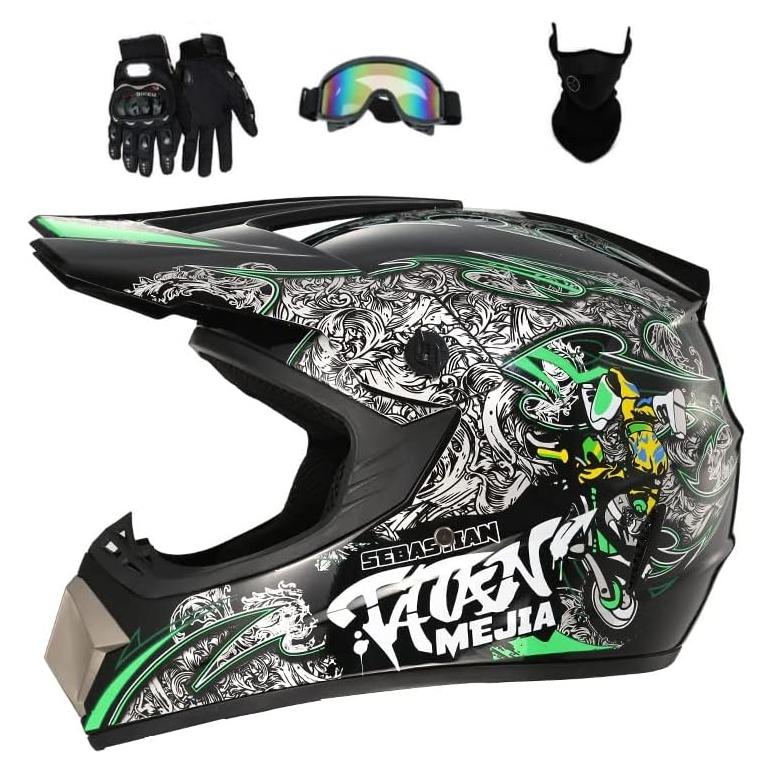Casco Offroad Senhill TK4 Negro Mediano + Gafas y Guantes