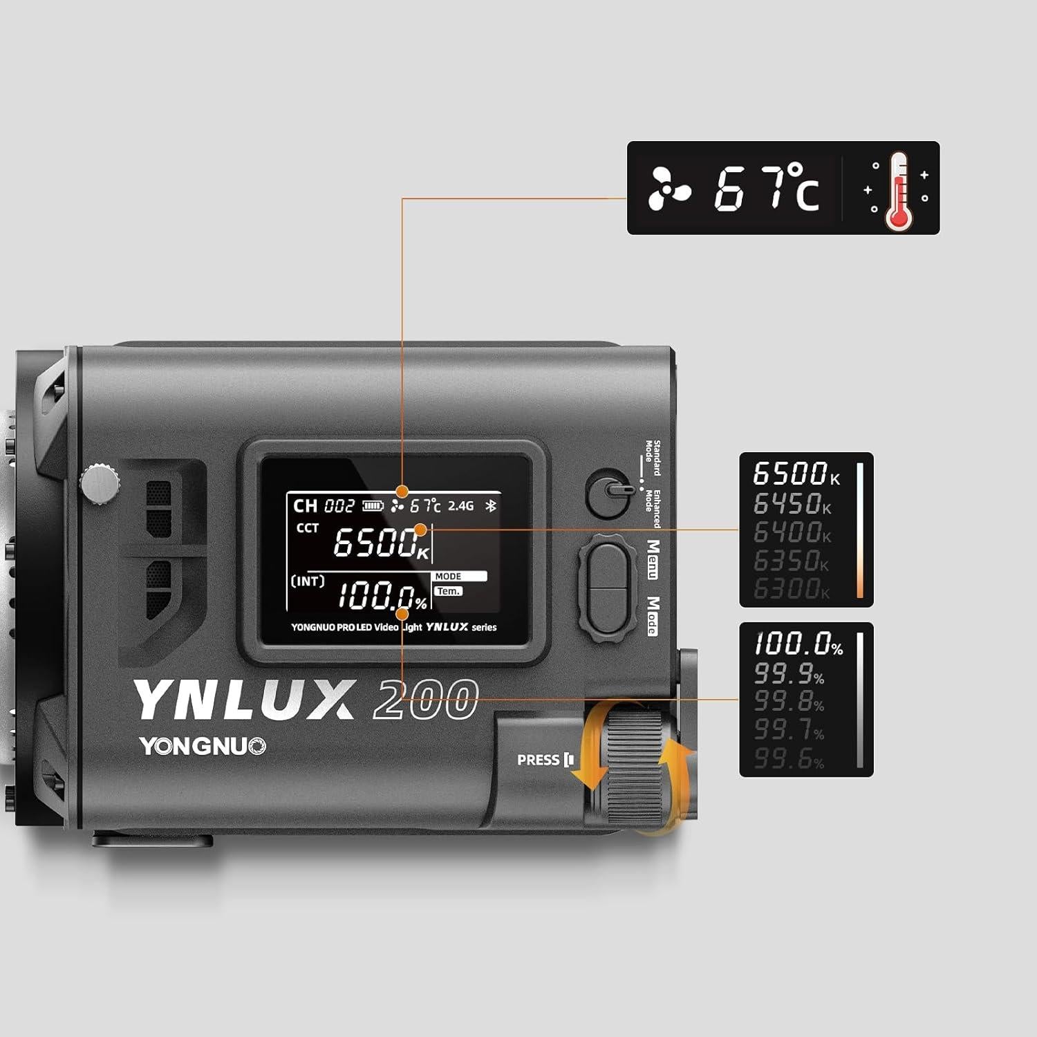 YONGNUO YNLUX200 200W Luz LED Bi-Color 2700-6500K Control Remoto