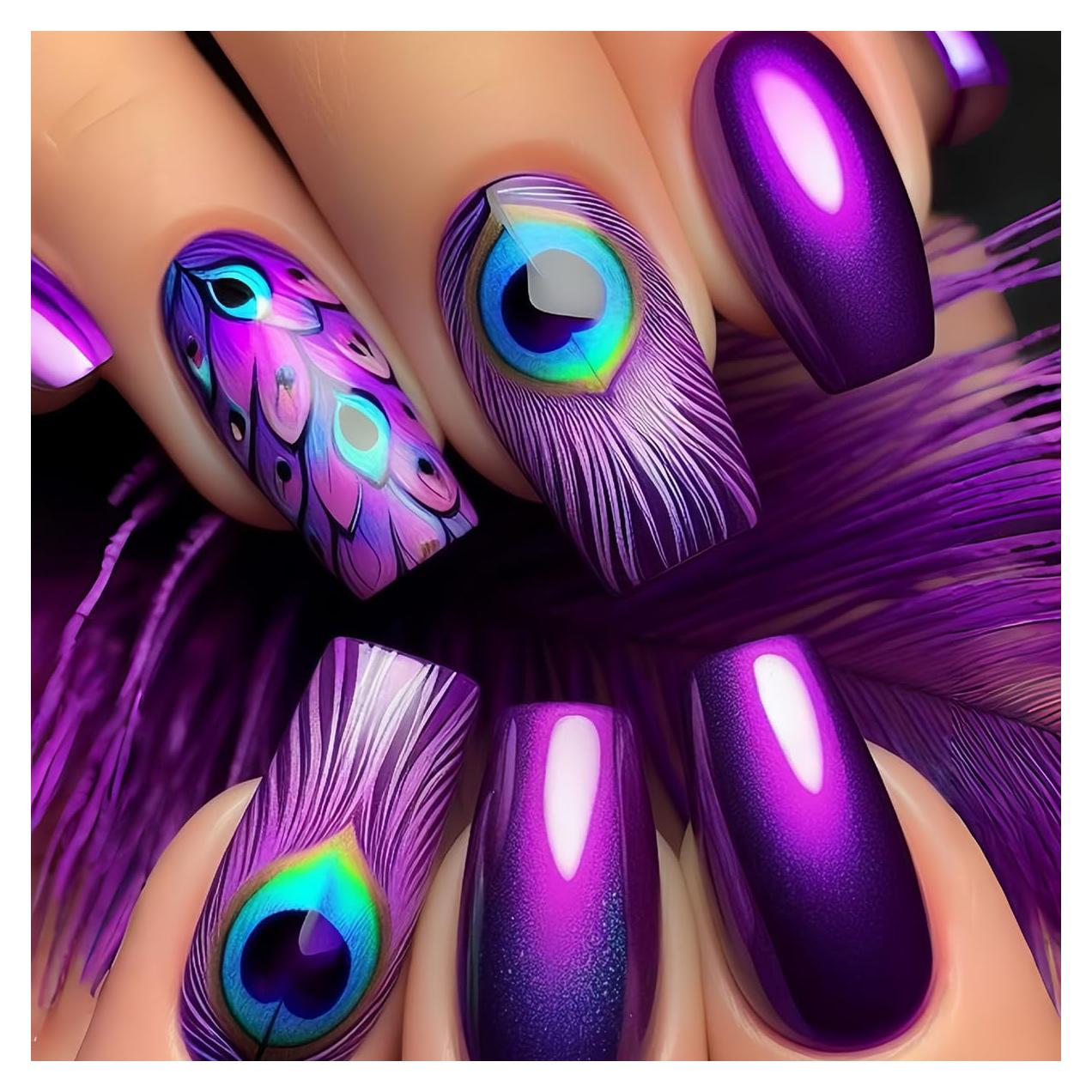 24 Uñas Postizas Moradas Medianas Cuadradas YEFIUO