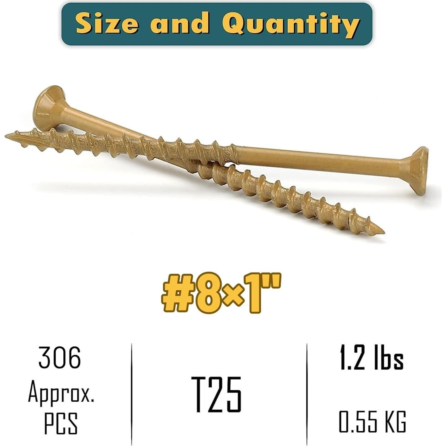 Tornillos para Deck WELLOCKS #8x25mm Beige - 1.2kg