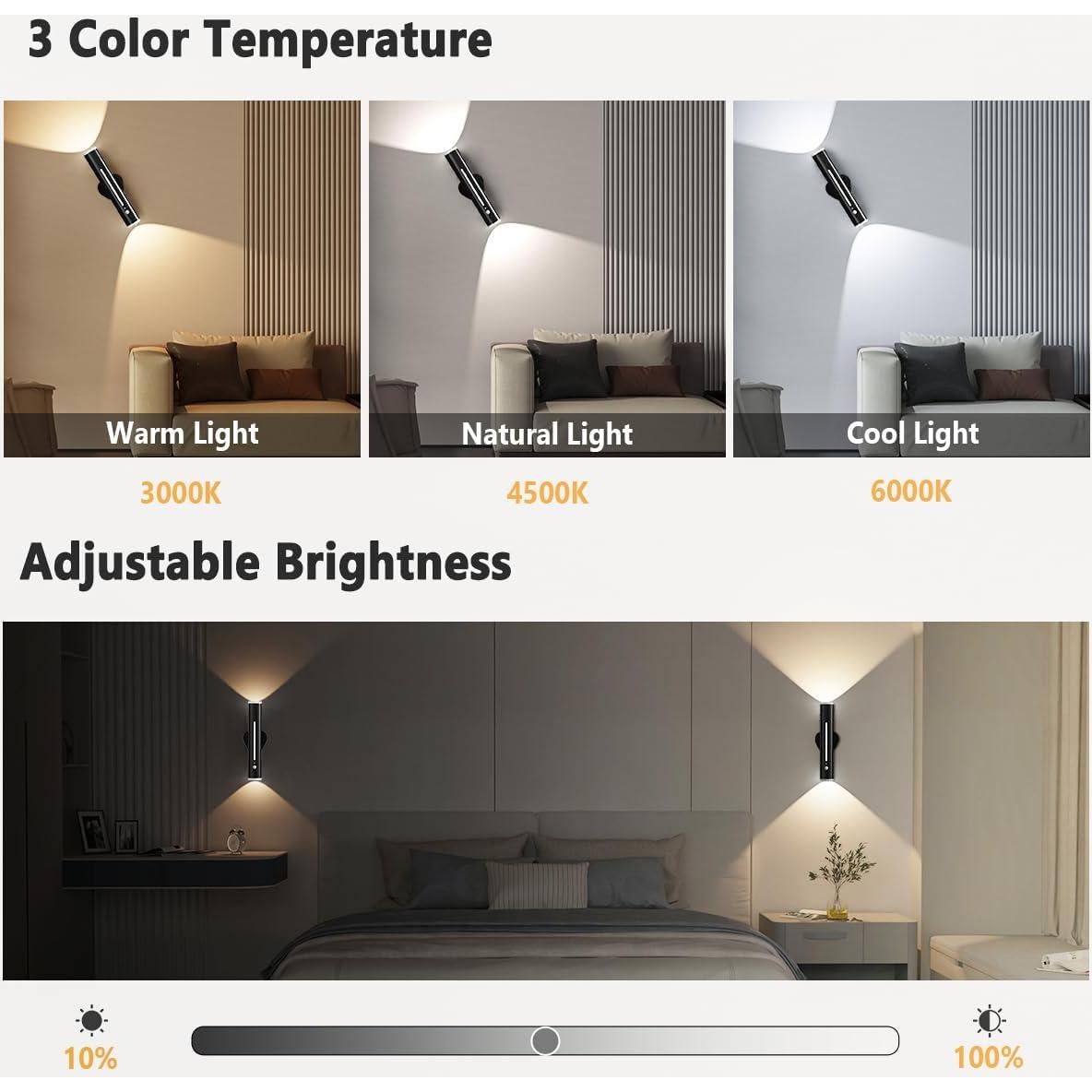 Juego de Apliques de Pared Hapfish 2 Piezas LED Inalámbricos