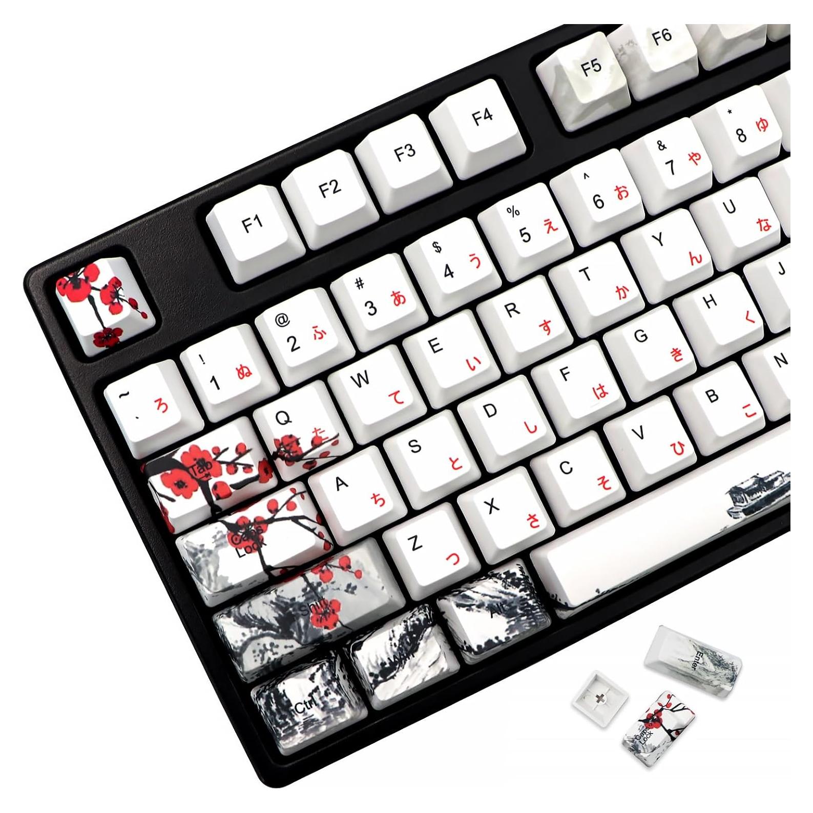 Tapas de Teclado Mecánico PBT 110 Teclas JSJT Flor de Ciruelo