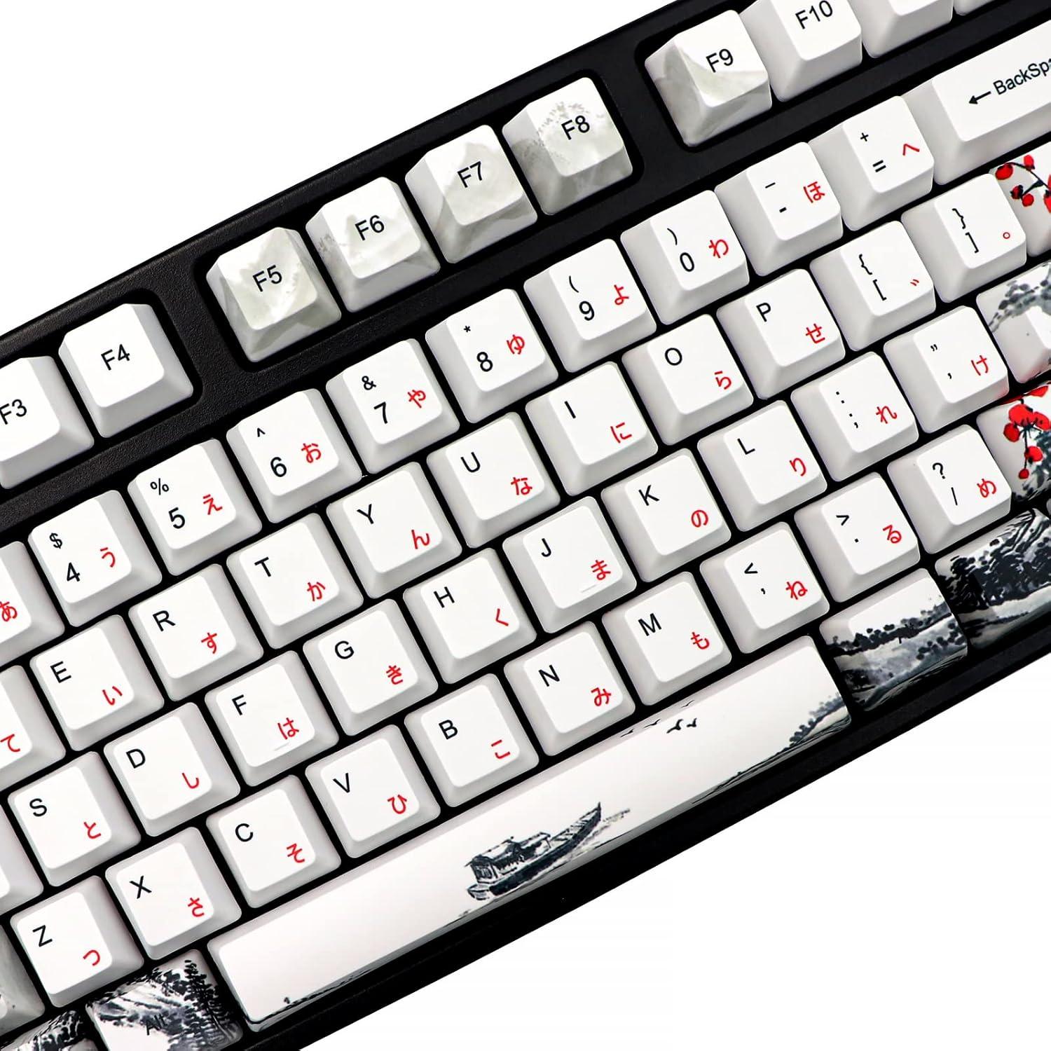 Tapas de Teclado Mecánico PBT 110 Teclas JSJT Flor de Ciruelo