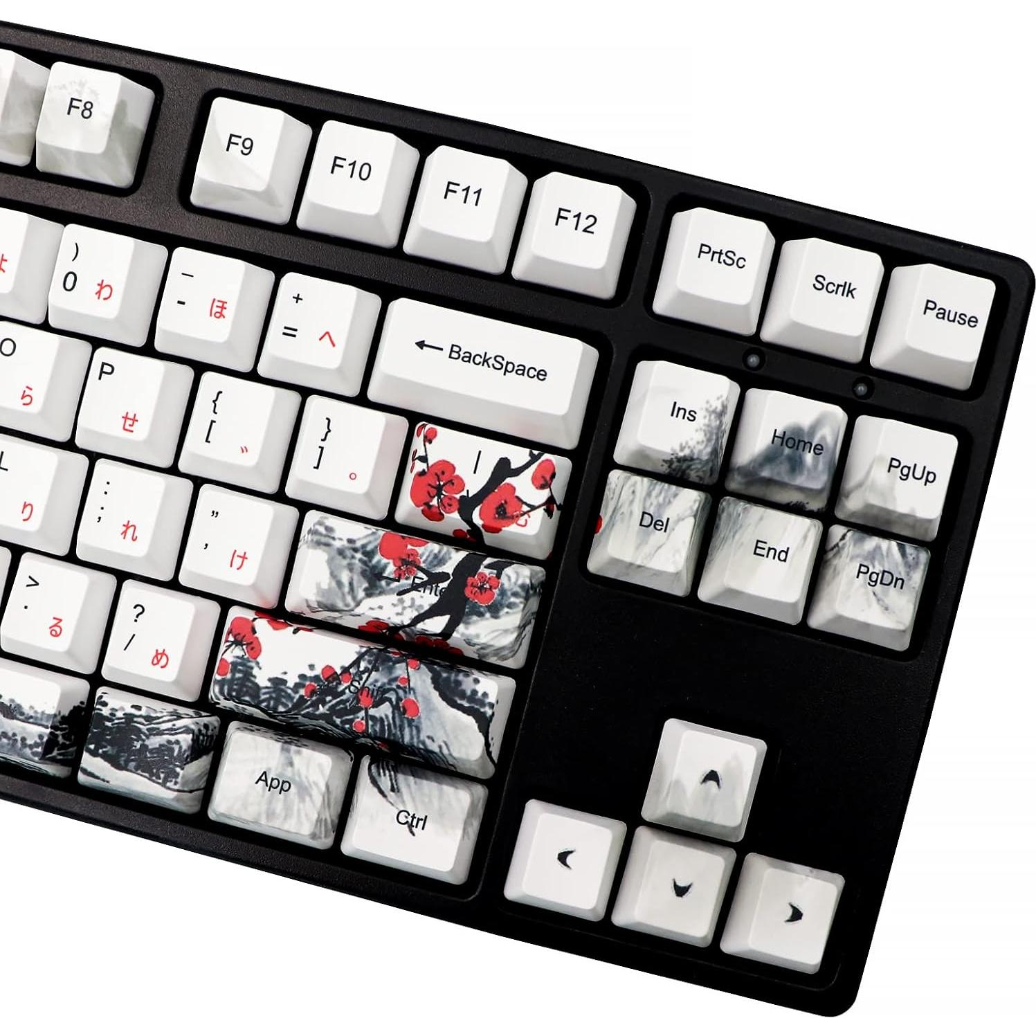 Tapas de Teclado Mecánico PBT 110 Teclas JSJT Flor de Ciruelo