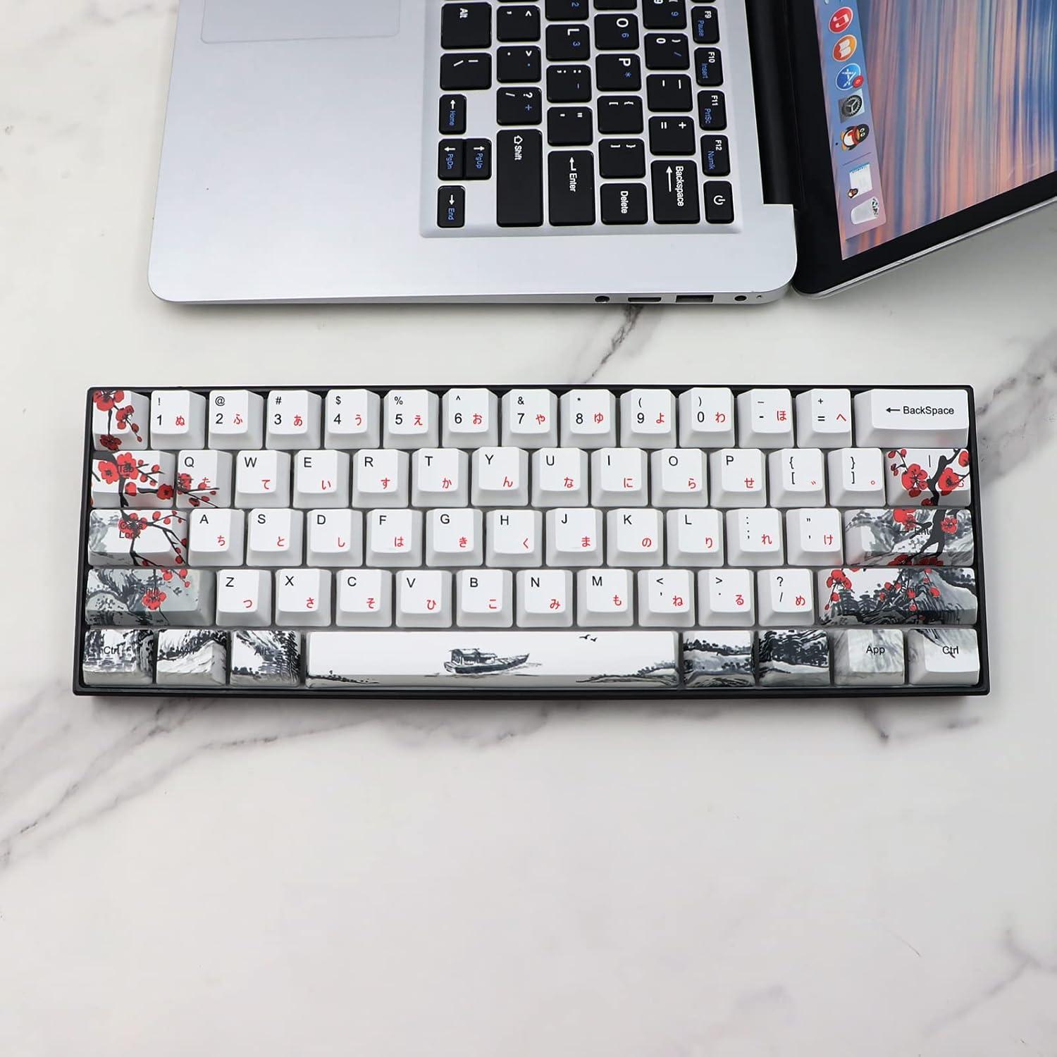 Tapas de Teclado Mecánico PBT 110 Teclas JSJT Flor de Ciruelo