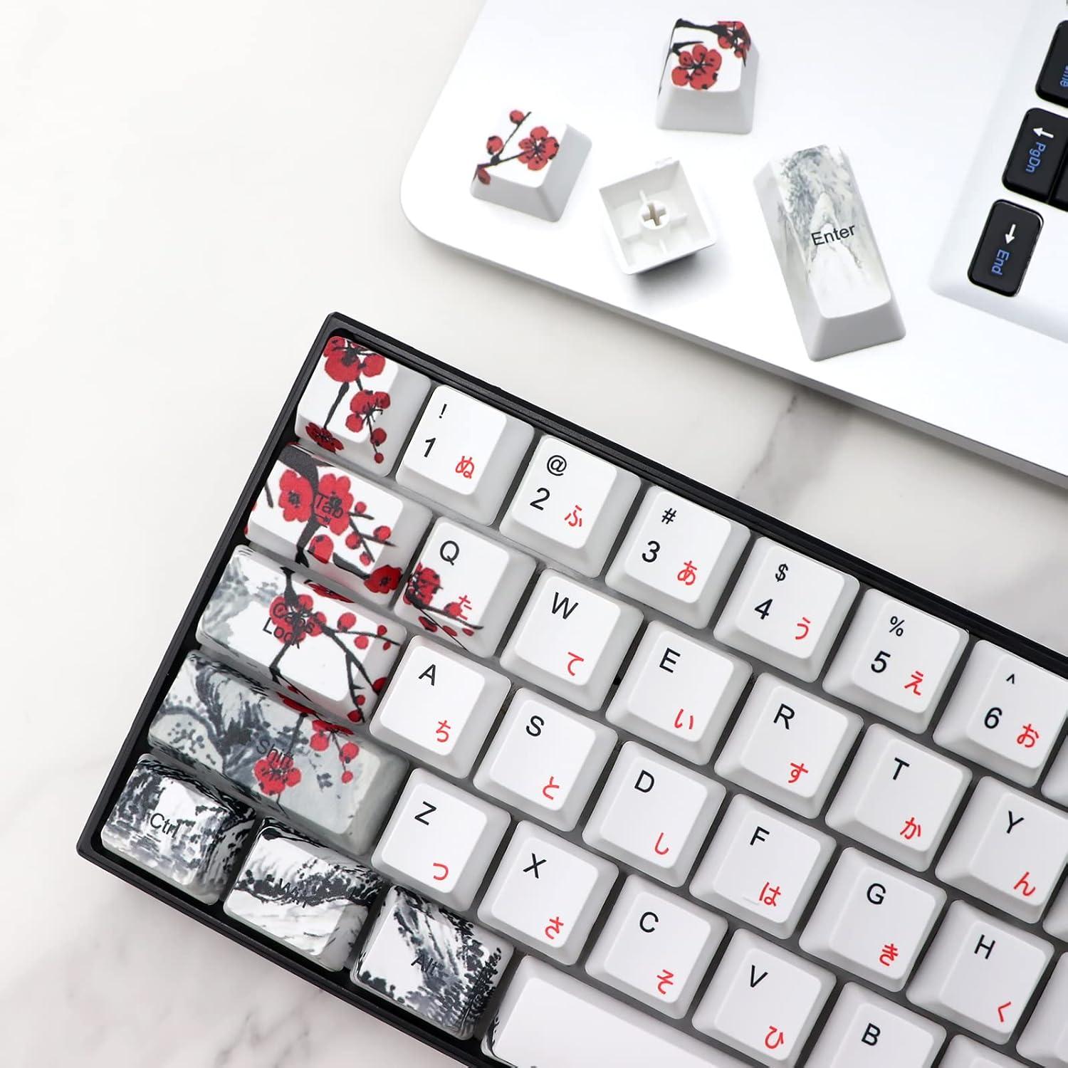 Tapas de Teclado Mecánico PBT 110 Teclas JSJT Flor de Ciruelo