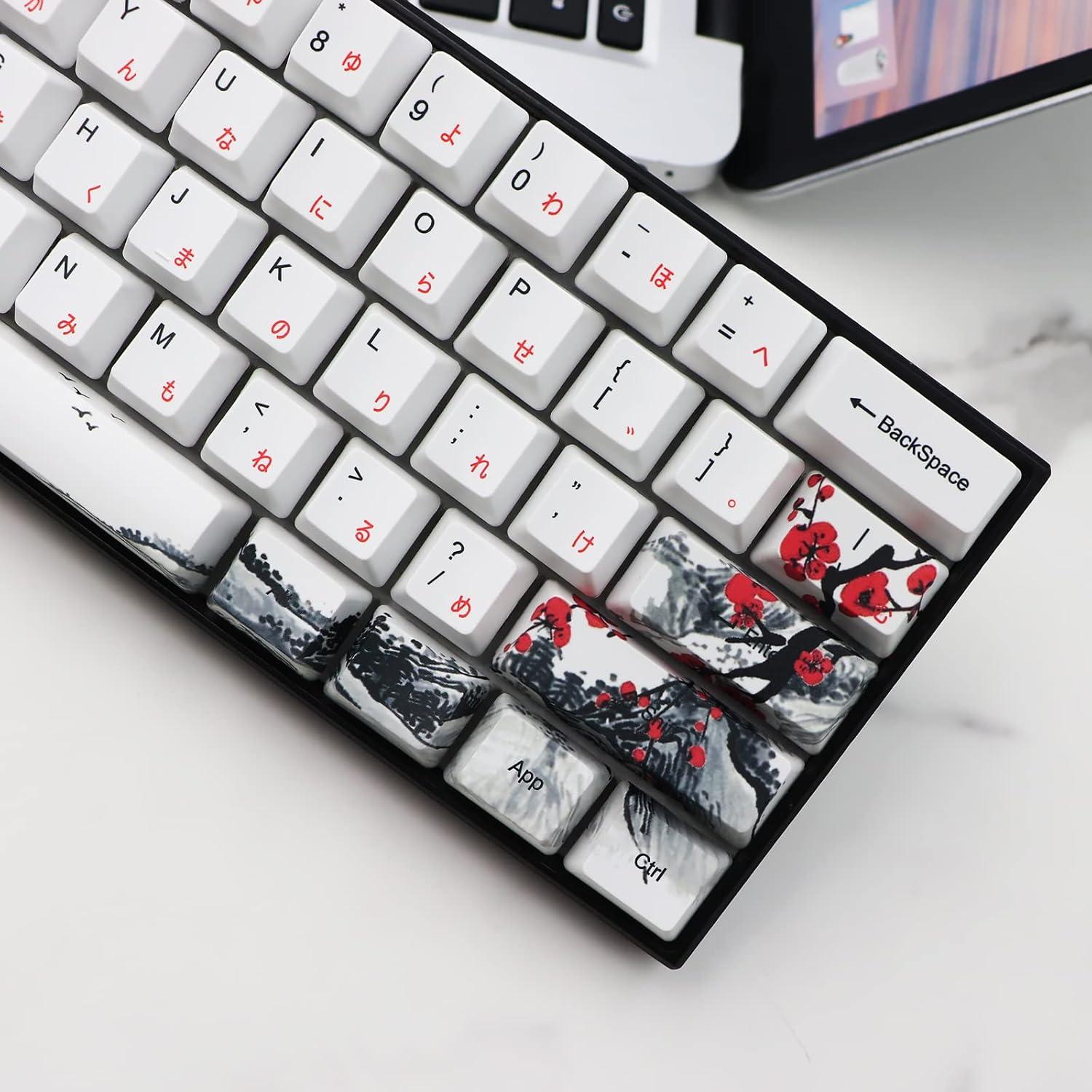 Tapas de Teclado Mecánico PBT 110 Teclas JSJT Flor de Ciruelo