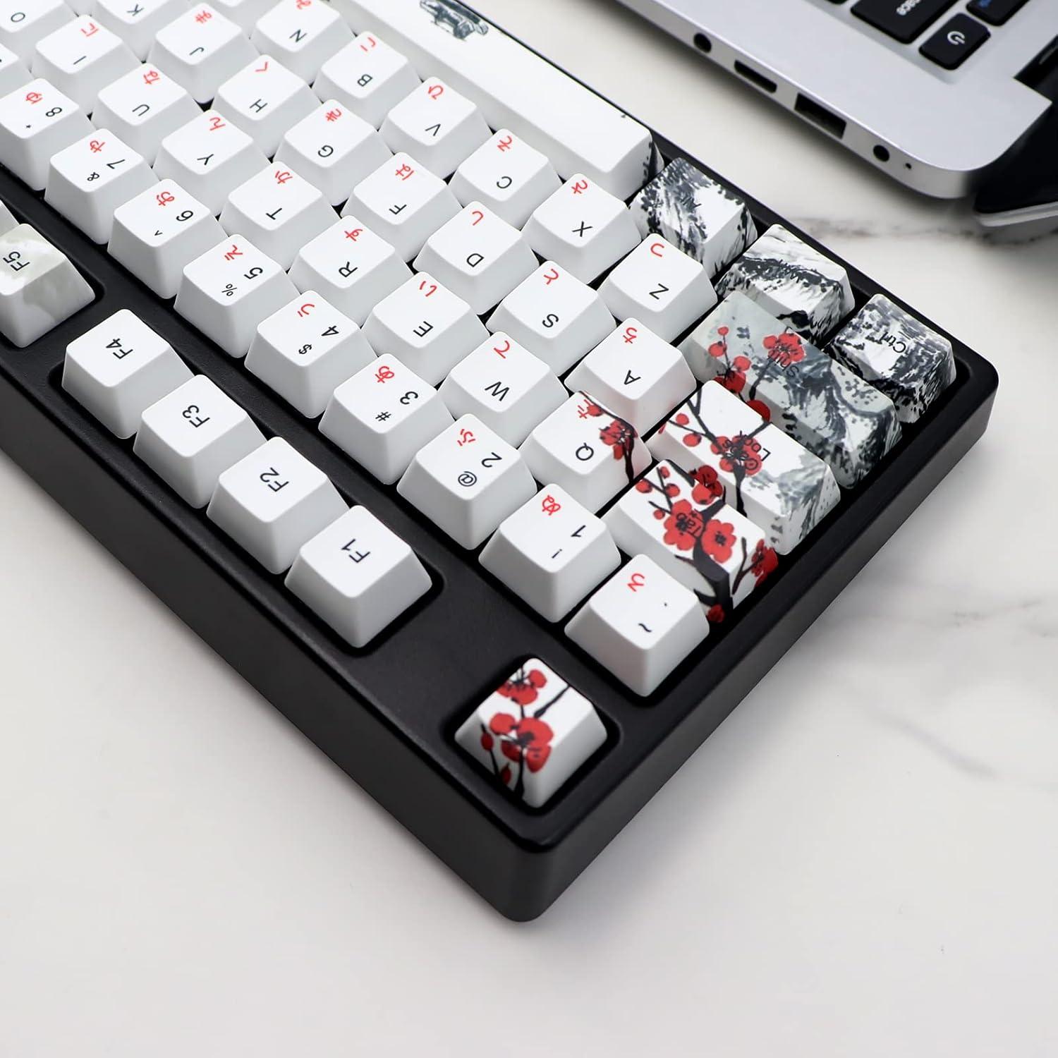 Tapas de Teclado Mecánico PBT 110 Teclas JSJT Flor de Ciruelo