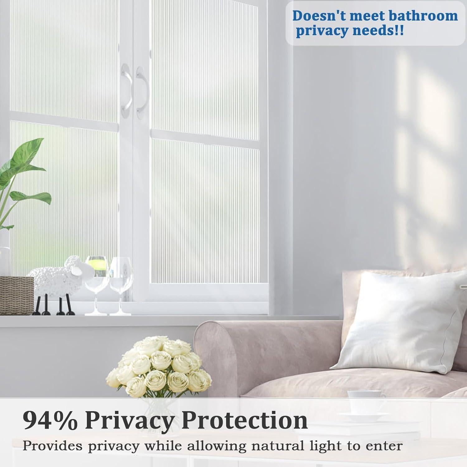 Película de Privacidad Windimiley 44.5x200 cm Vinilo Opaco