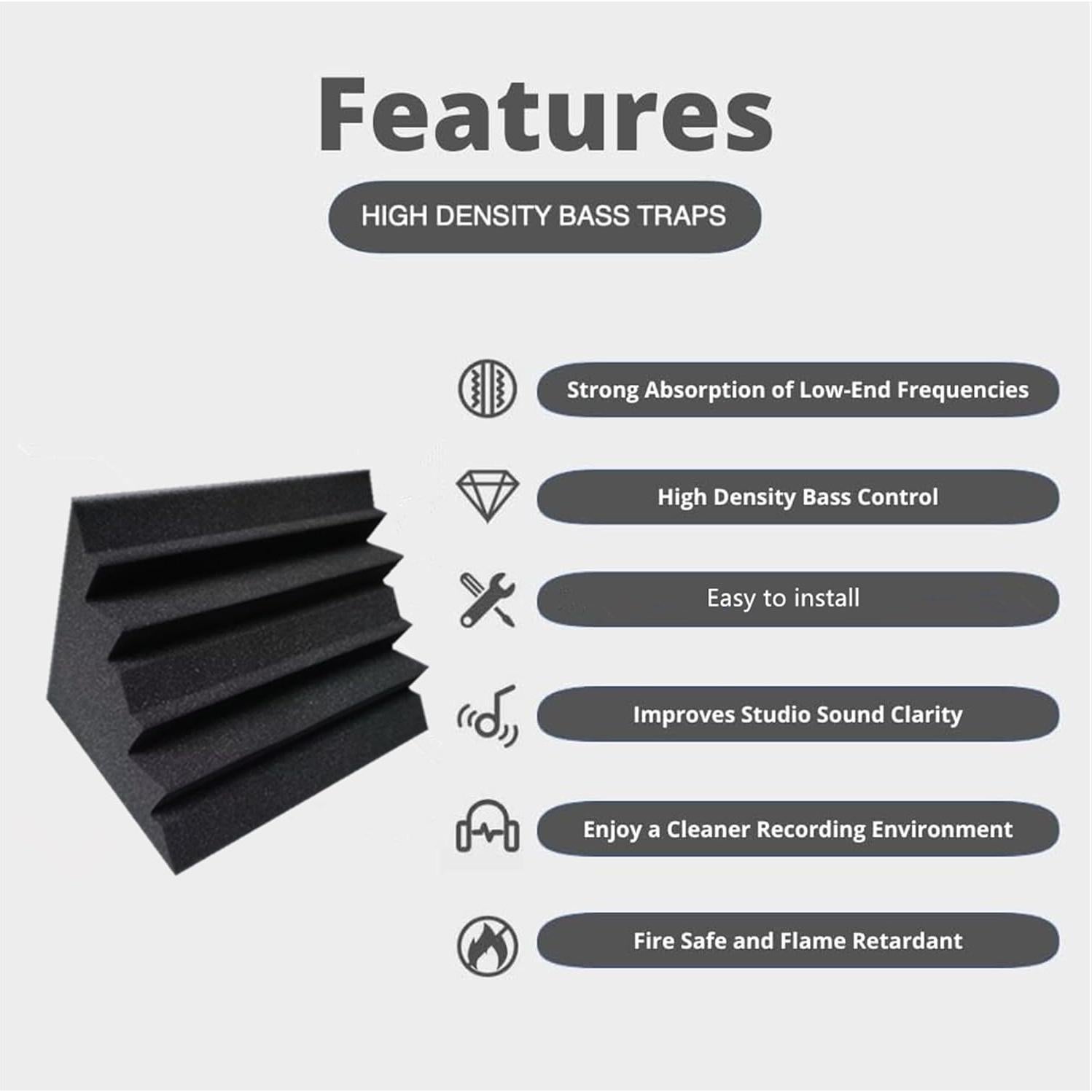 Paneles Acústicos ZHOJEREL 30x30x30 cm 16 Paquetes Negro