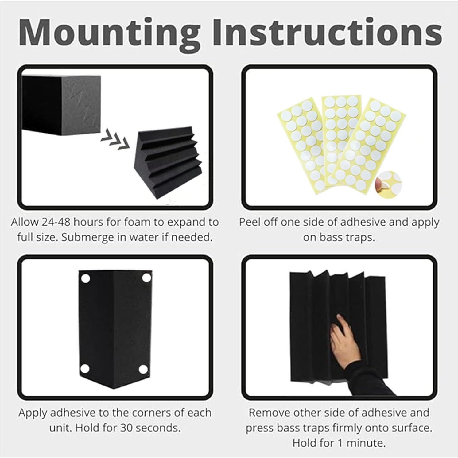 Paneles Acústicos ZHOJEREL 30x30x30 cm 16 Paquetes Negro