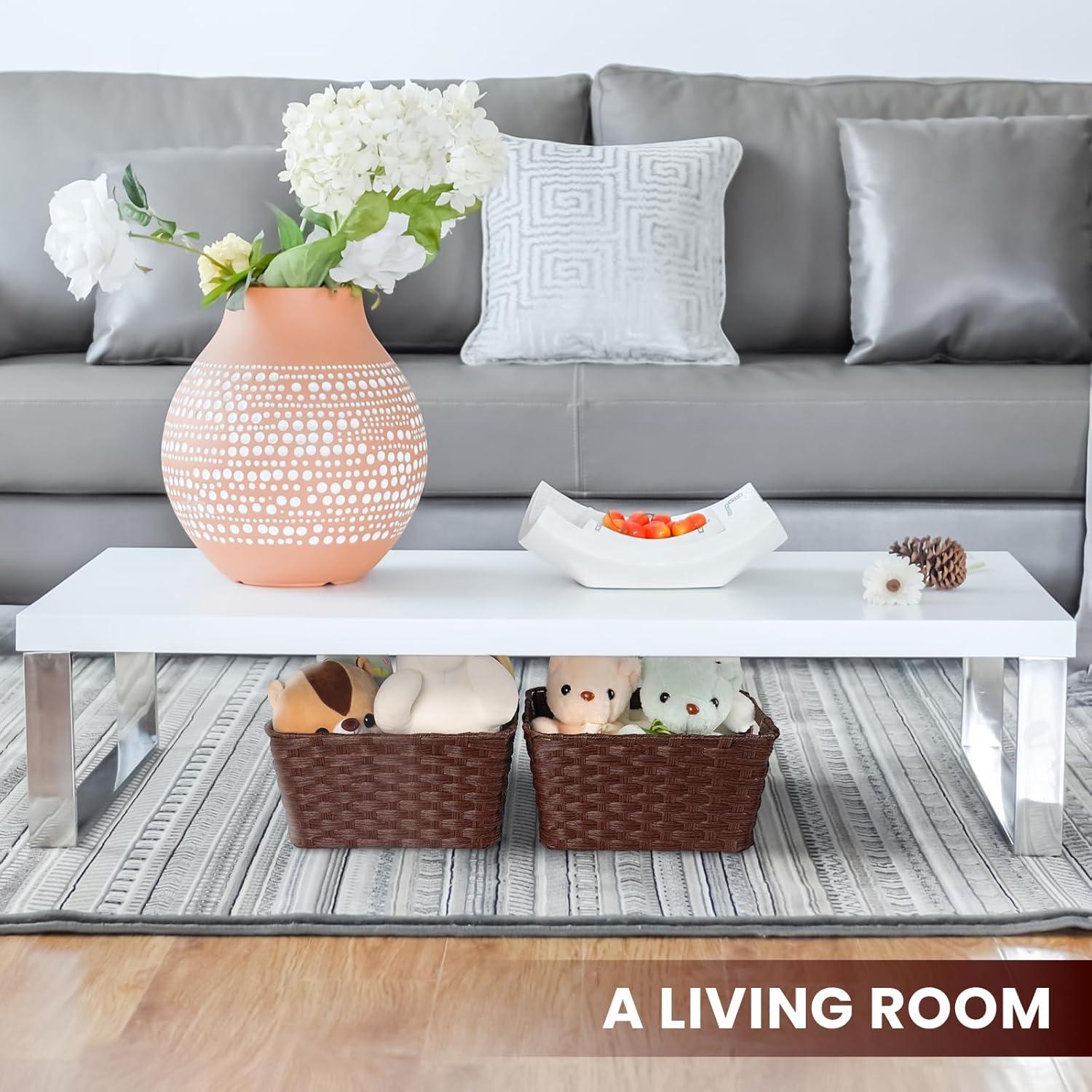 Cestas de Almacenamiento de Mimbre Onlytak Marrón 30x30x15 cm Paquete de 2