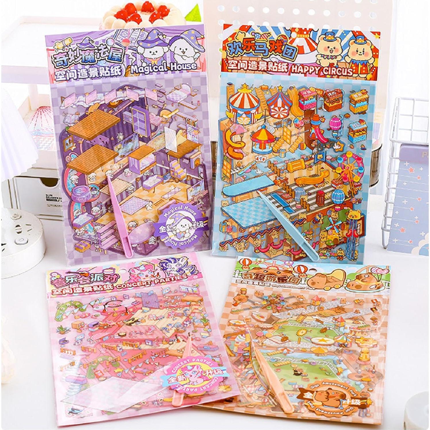 4 Juegos de Stickers 3D QIUYUEMIN para Manualidades Creativas