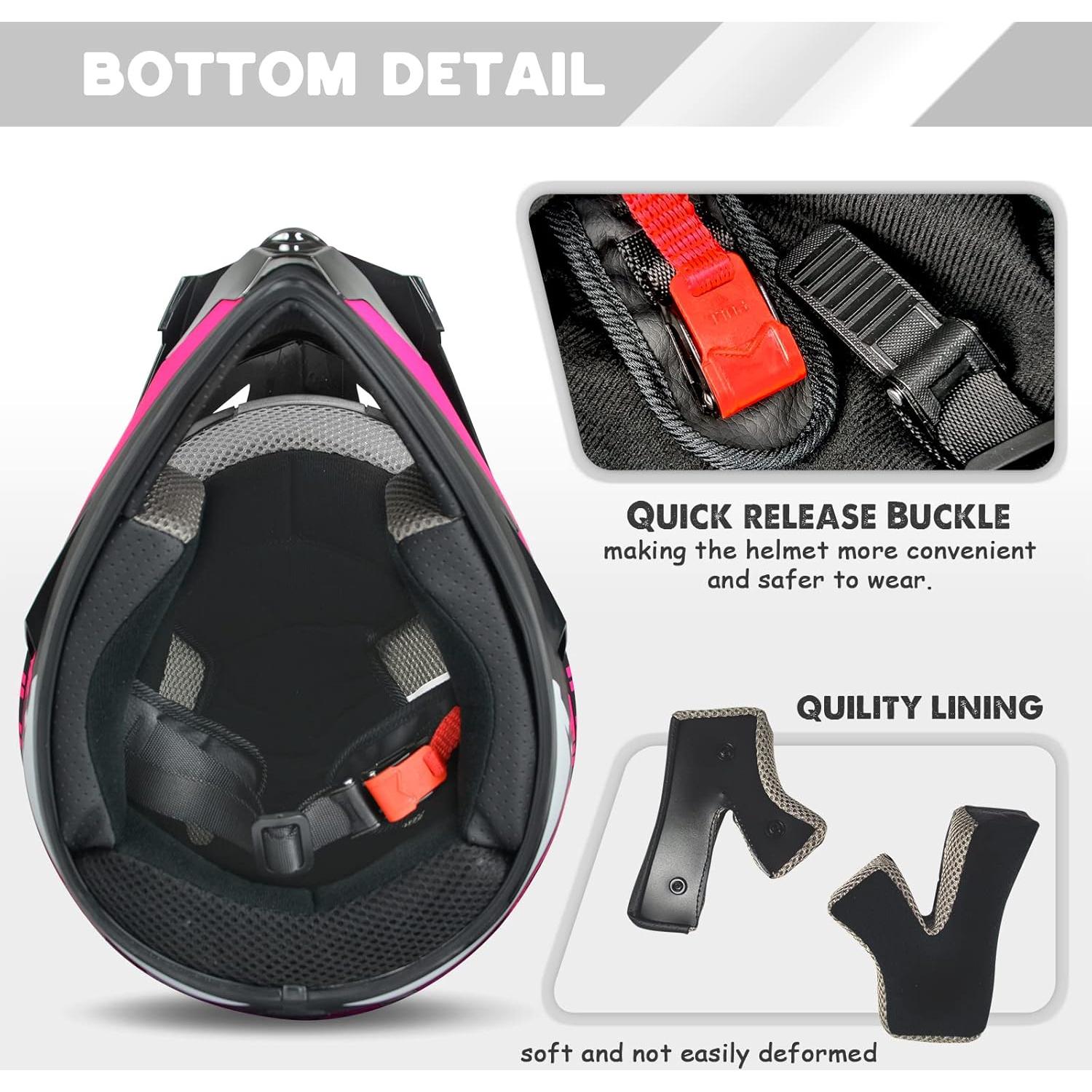 Casco de Motocross TIANDU Pequeño Azul con Gafas y Guantes