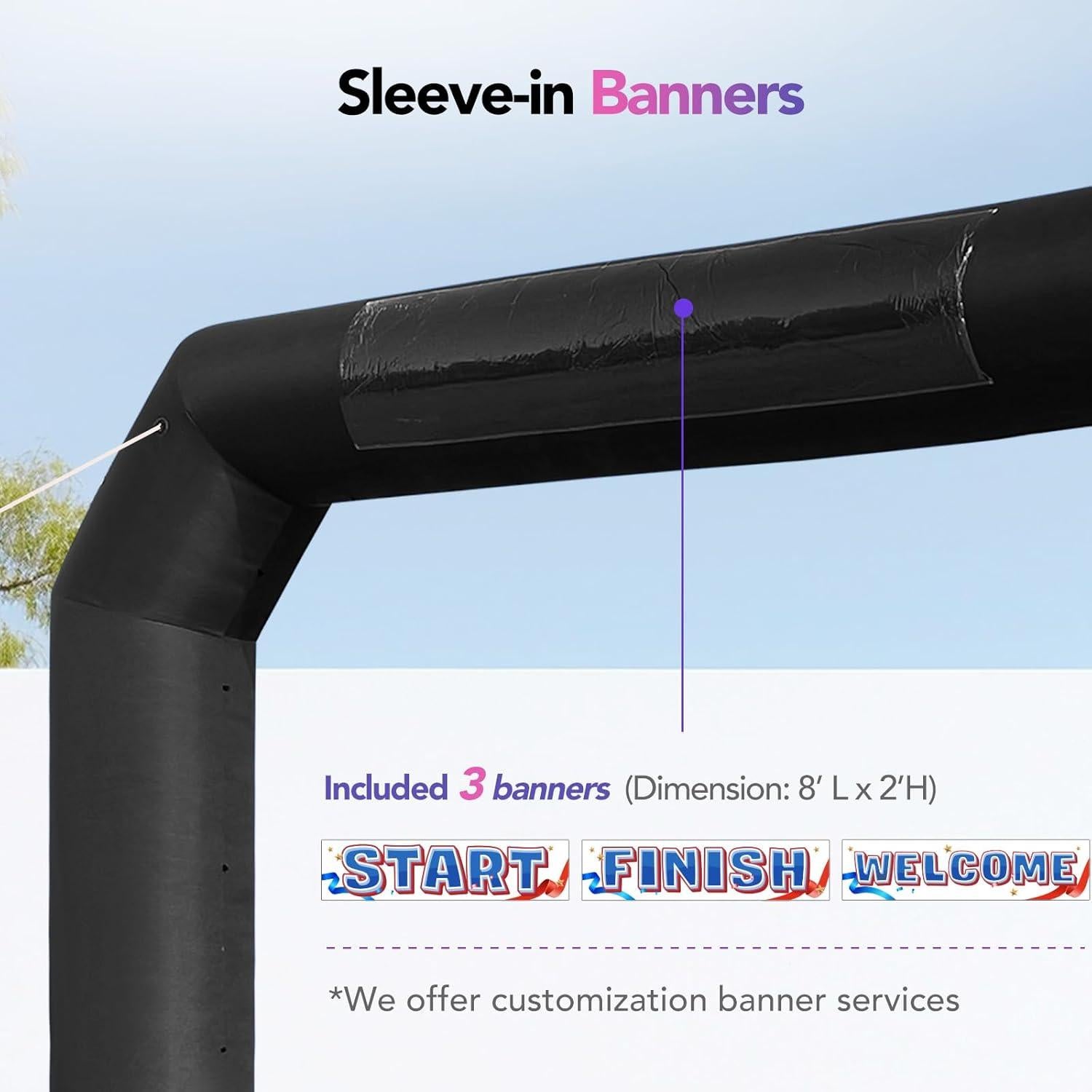 Arco Inflable Poligonal Wellcomer 6.1m Negro con Ventilador