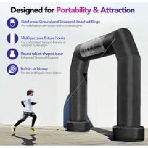Arco Inflable Poligonal Wellcomer 6.1m Negro con Ventilador