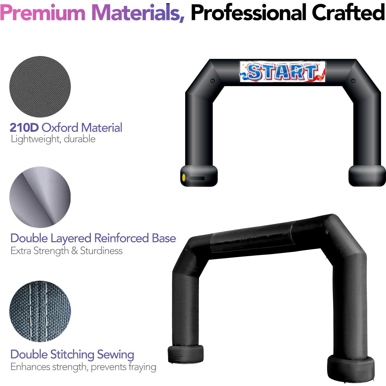 Arco Inflable Poligonal Wellcomer 6.1m Negro con Ventilador