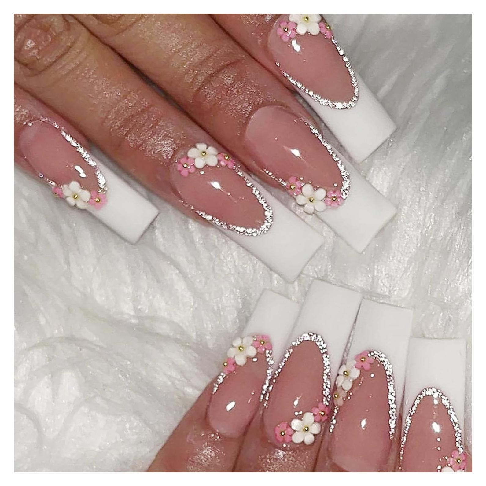 Kit de Uñas Postizas de Flores Sutaozhi - 24 Piezas