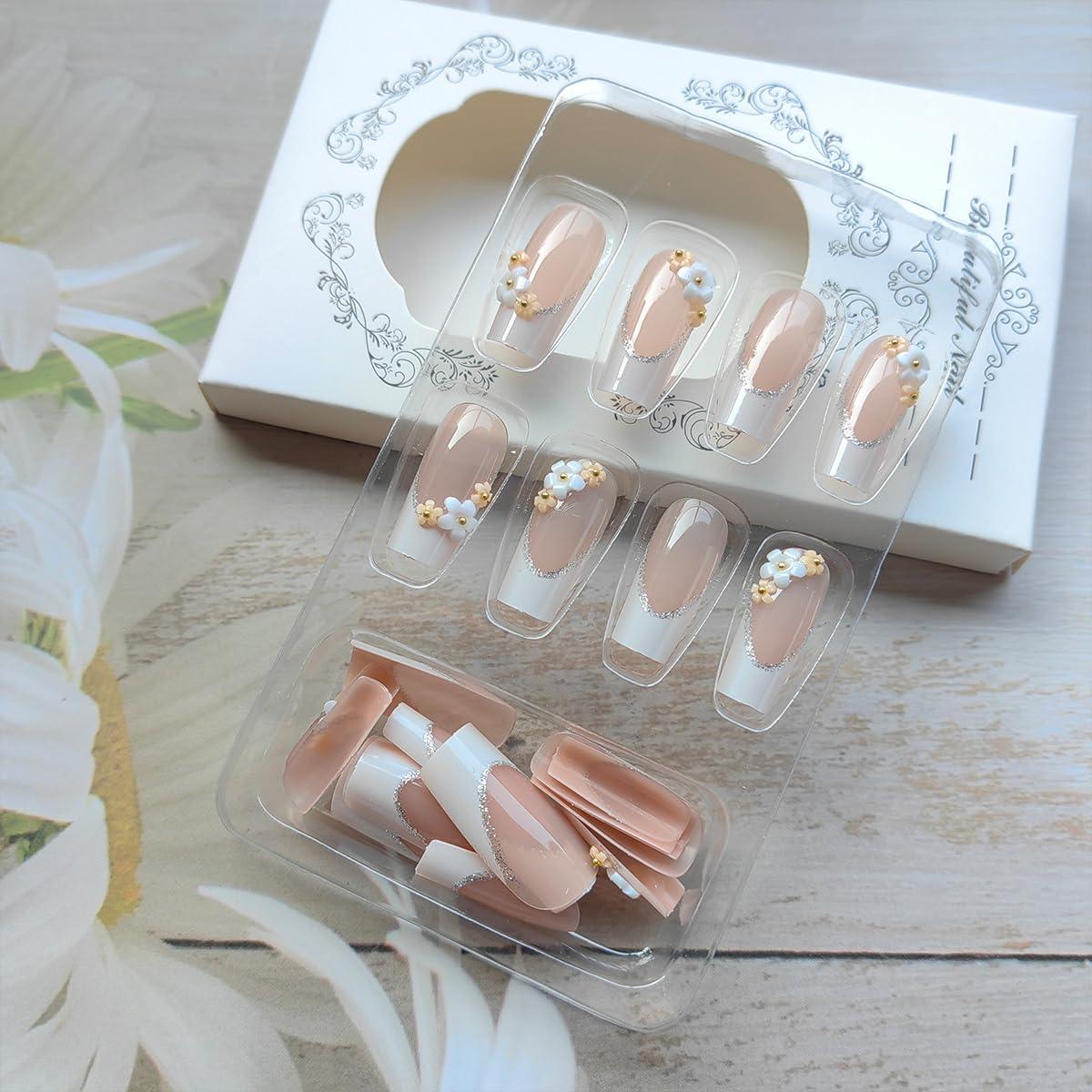 Kit de Uñas Postizas de Flores Sutaozhi - 24 Piezas