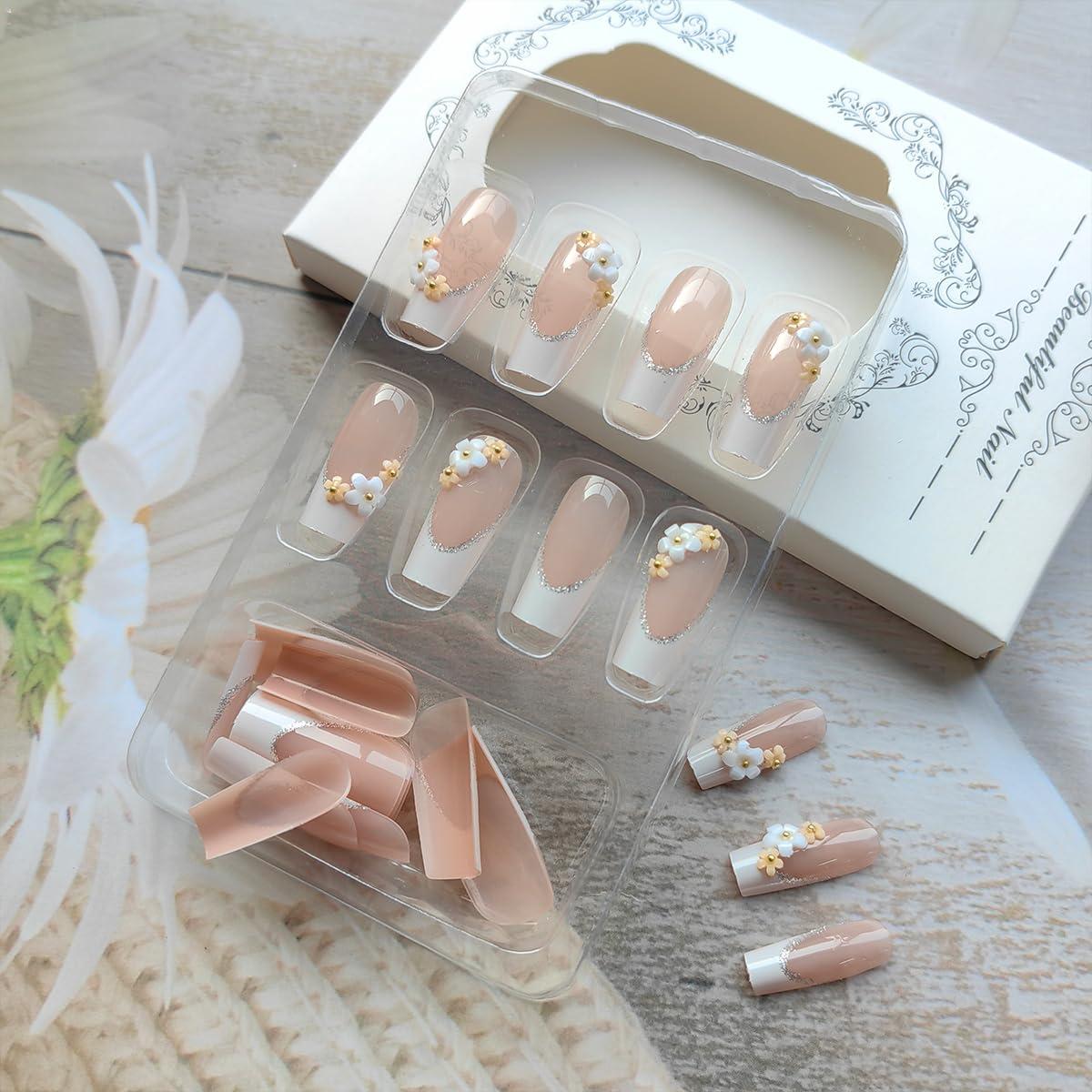 Kit de Uñas Postizas de Flores Sutaozhi - 24 Piezas