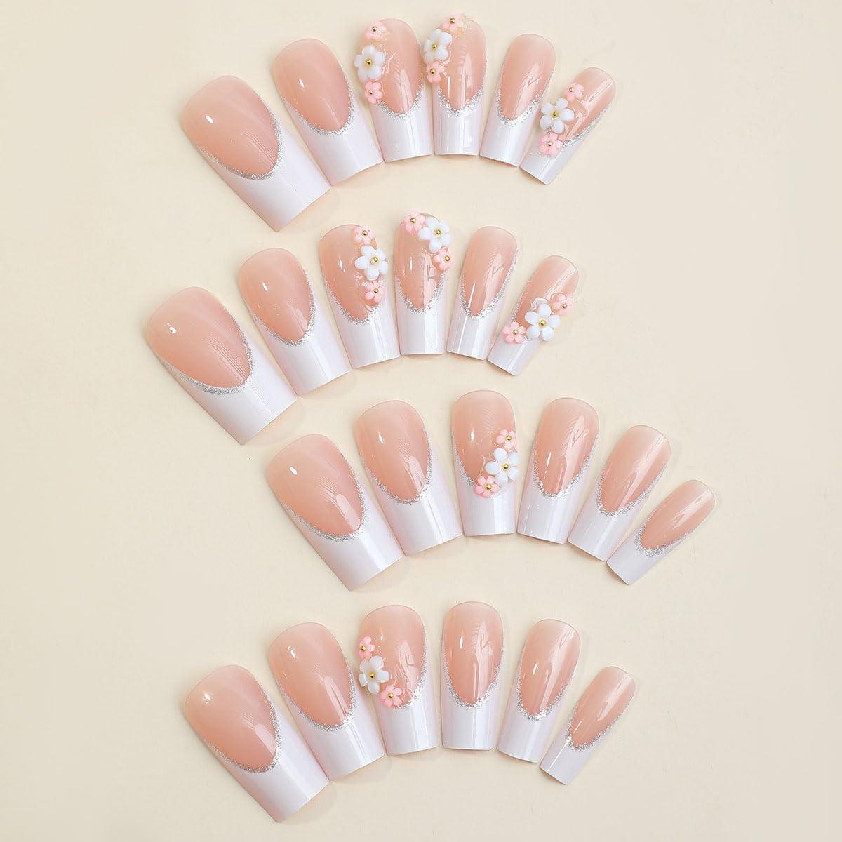 Kit de Uñas Postizas de Flores Sutaozhi - 24 Piezas