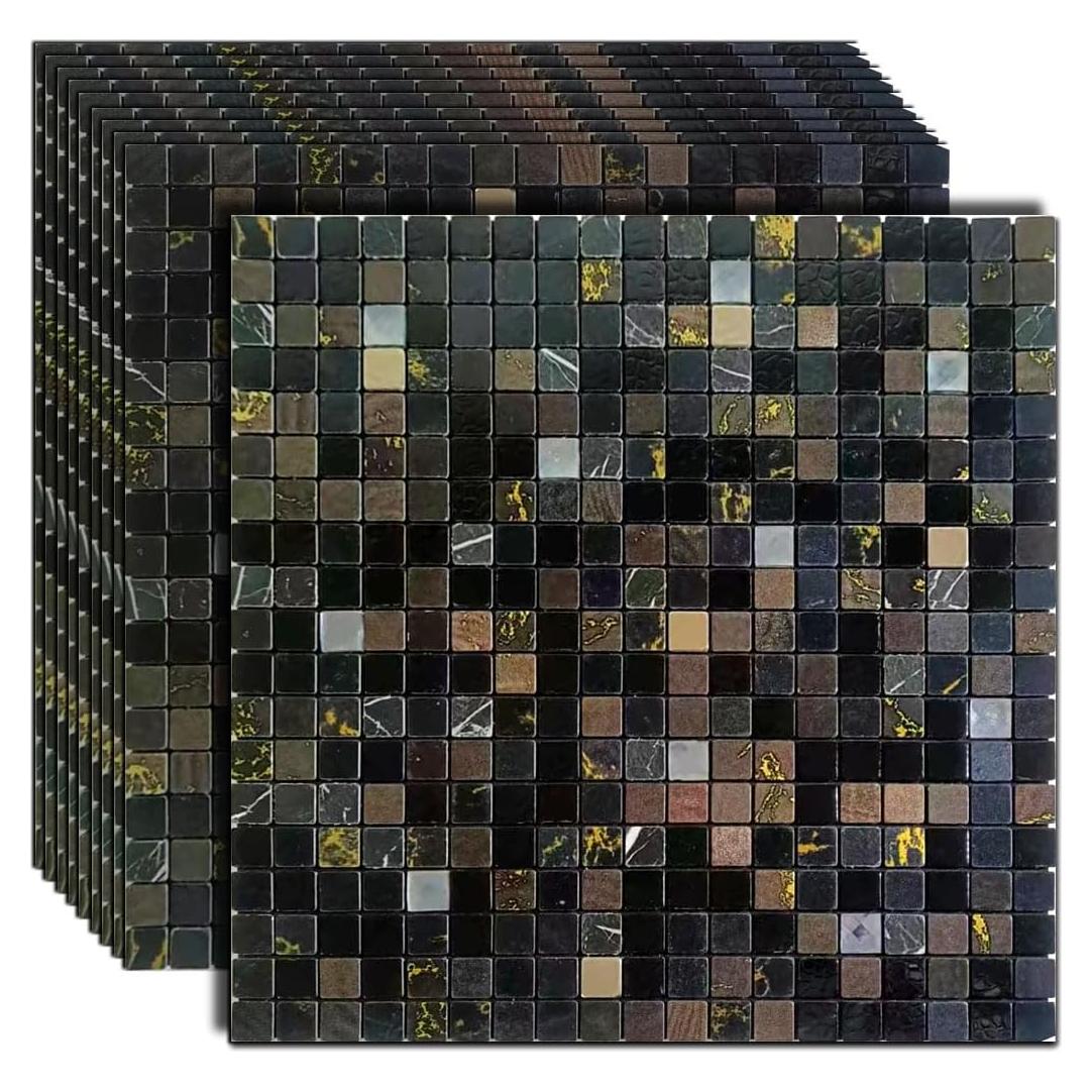 10 Hojas Azulejo Autoadhesivo Sanyeskkiy 30.48x30.48cm Gris