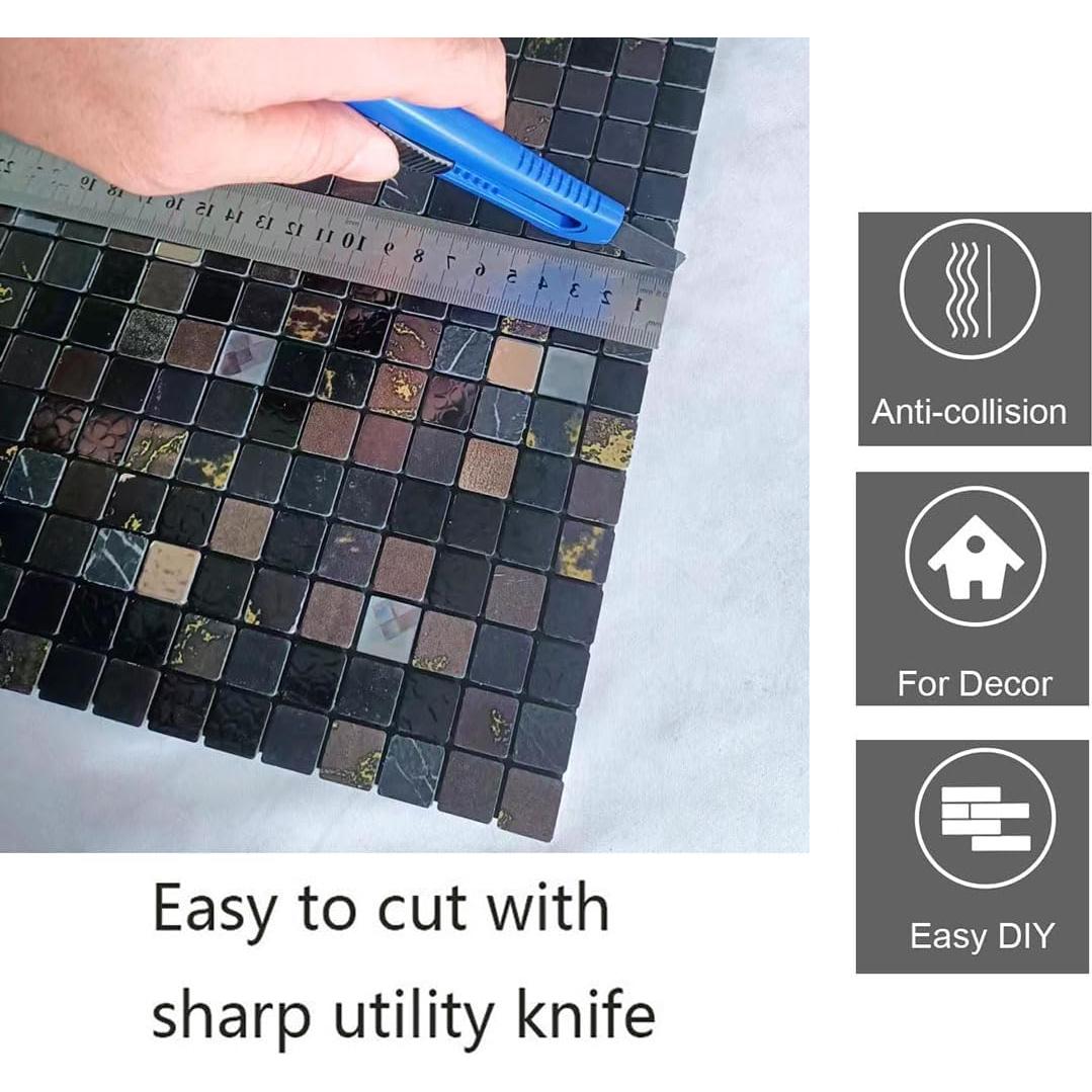 10 Hojas Azulejo Autoadhesivo Sanyeskkiy 30.48x30.48cm Gris