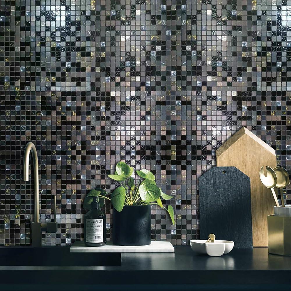 10 Hojas Azulejo Autoadhesivo Sanyeskkiy 30.48x30.48cm Gris