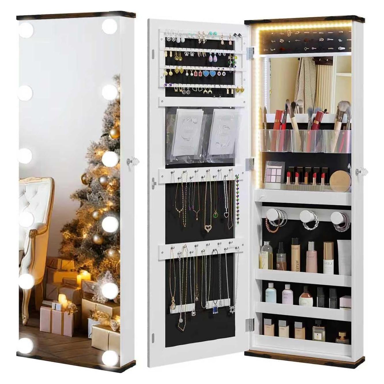 Espejo de Joyería Dystler con Luz y Cerradura 110.49 cm Blanco