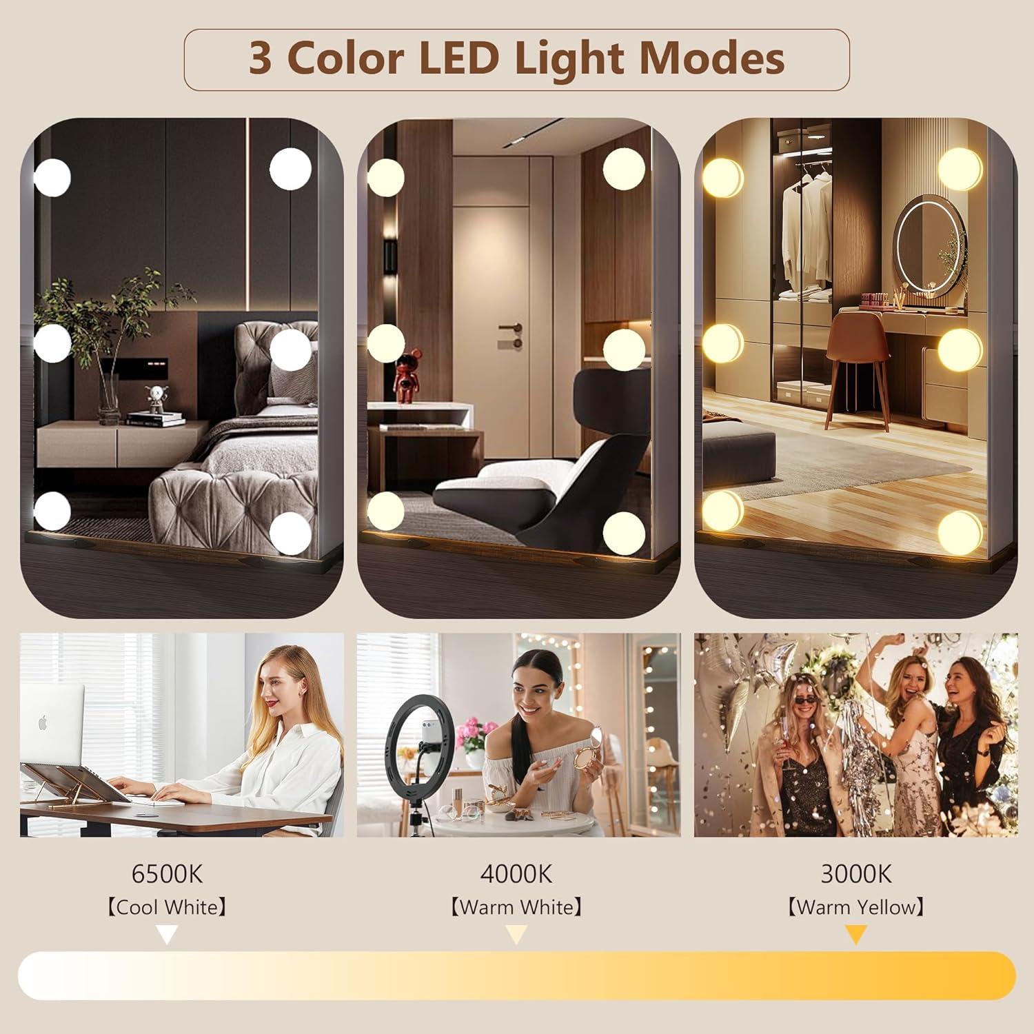 Espejo de Joyería Dystler con Luz y Cerradura 110.49 cm Blanco