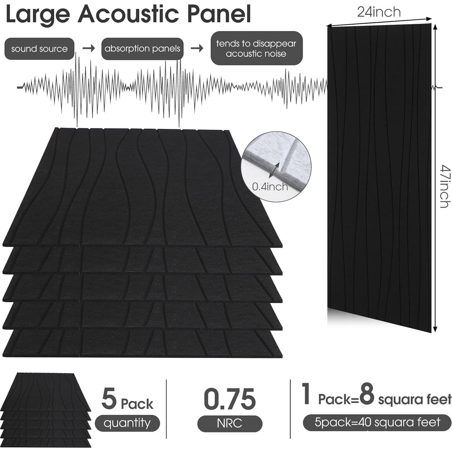 Paquete de 5 Paneles Acústicos Coume 119.4x59.9 cm Autoadhesivos