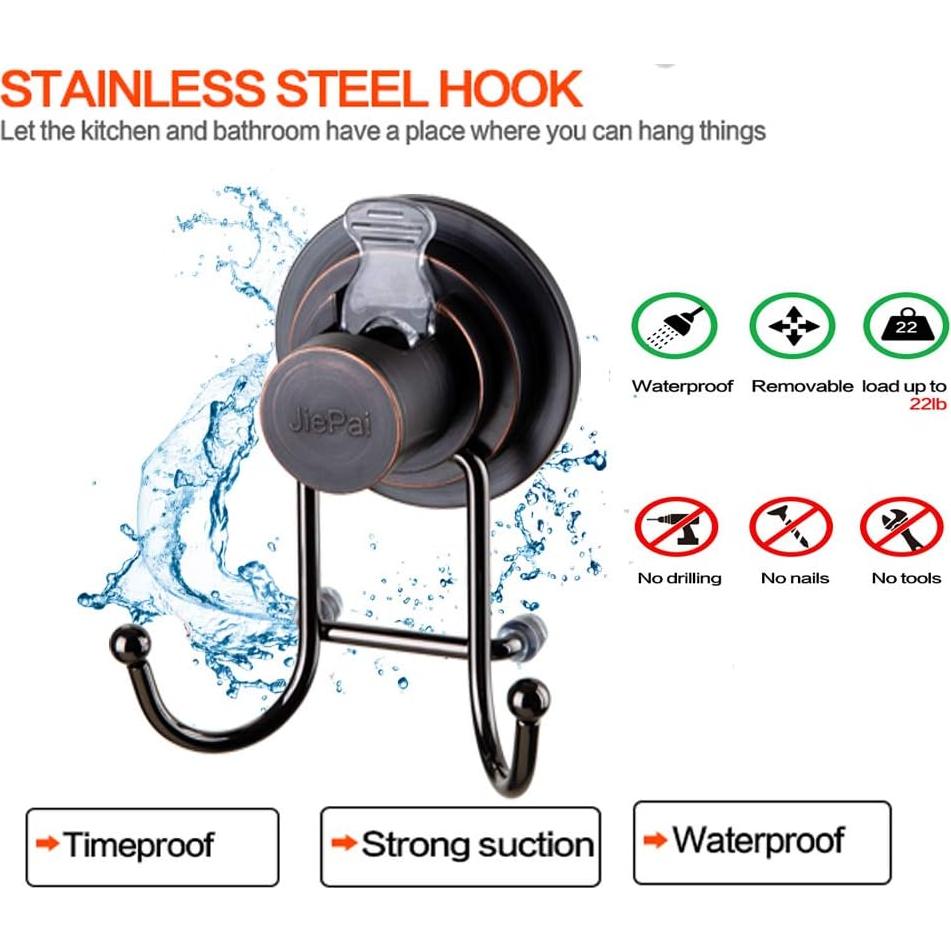 Gancho de Ventosa JiePai para Ducha y Cocina - Bronce