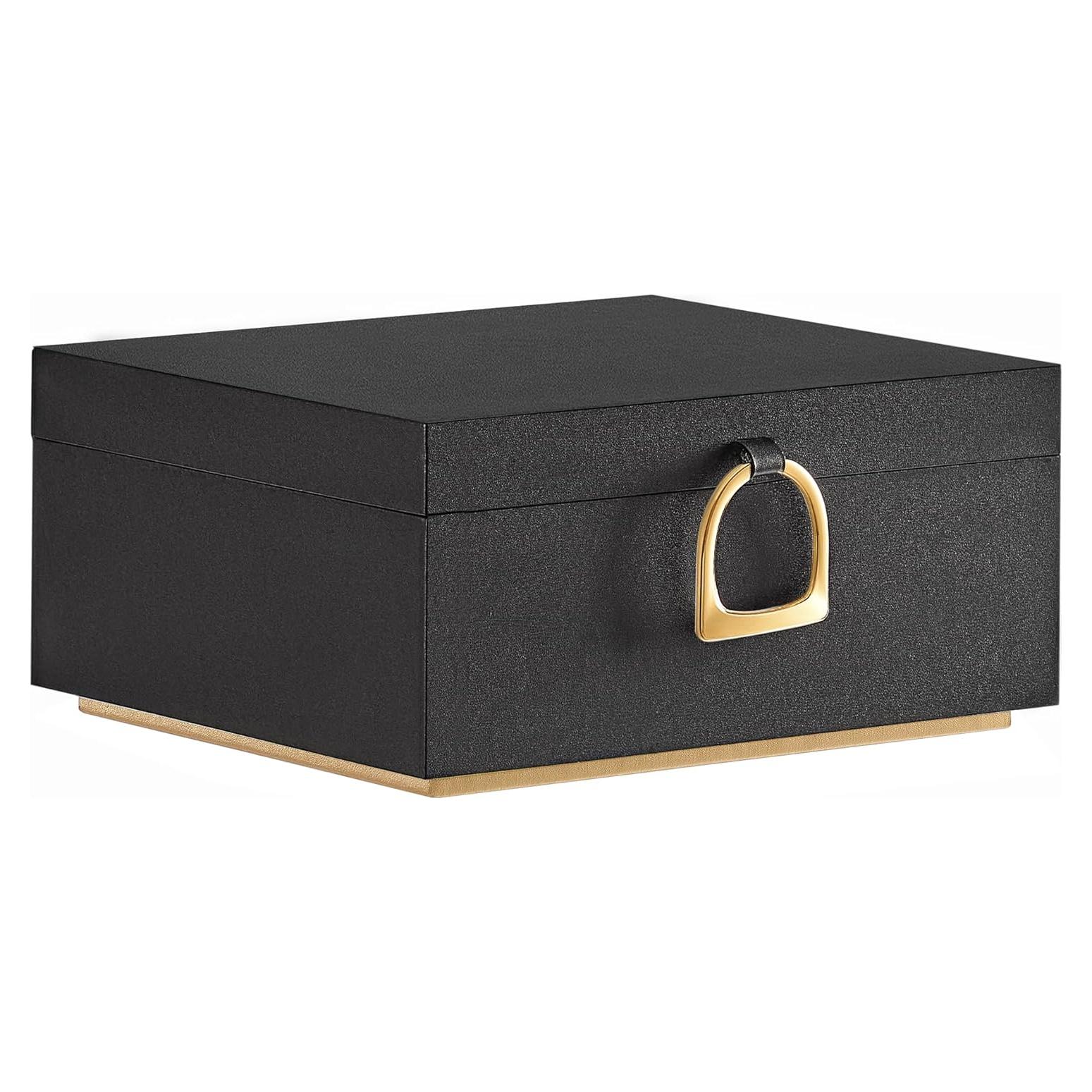 Caja de Joyería SONGMICS Negra 2 Capas con Asa Extraíble 20.5x24x11 cm