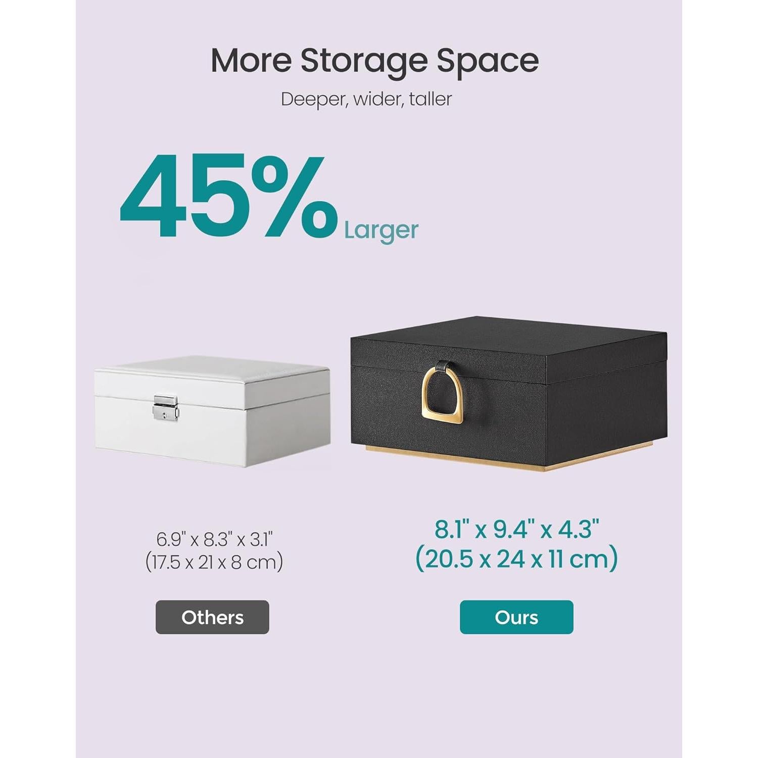 Caja de Joyería SONGMICS Negra 2 Capas con Asa Extraíble 20.5x24x11 cm