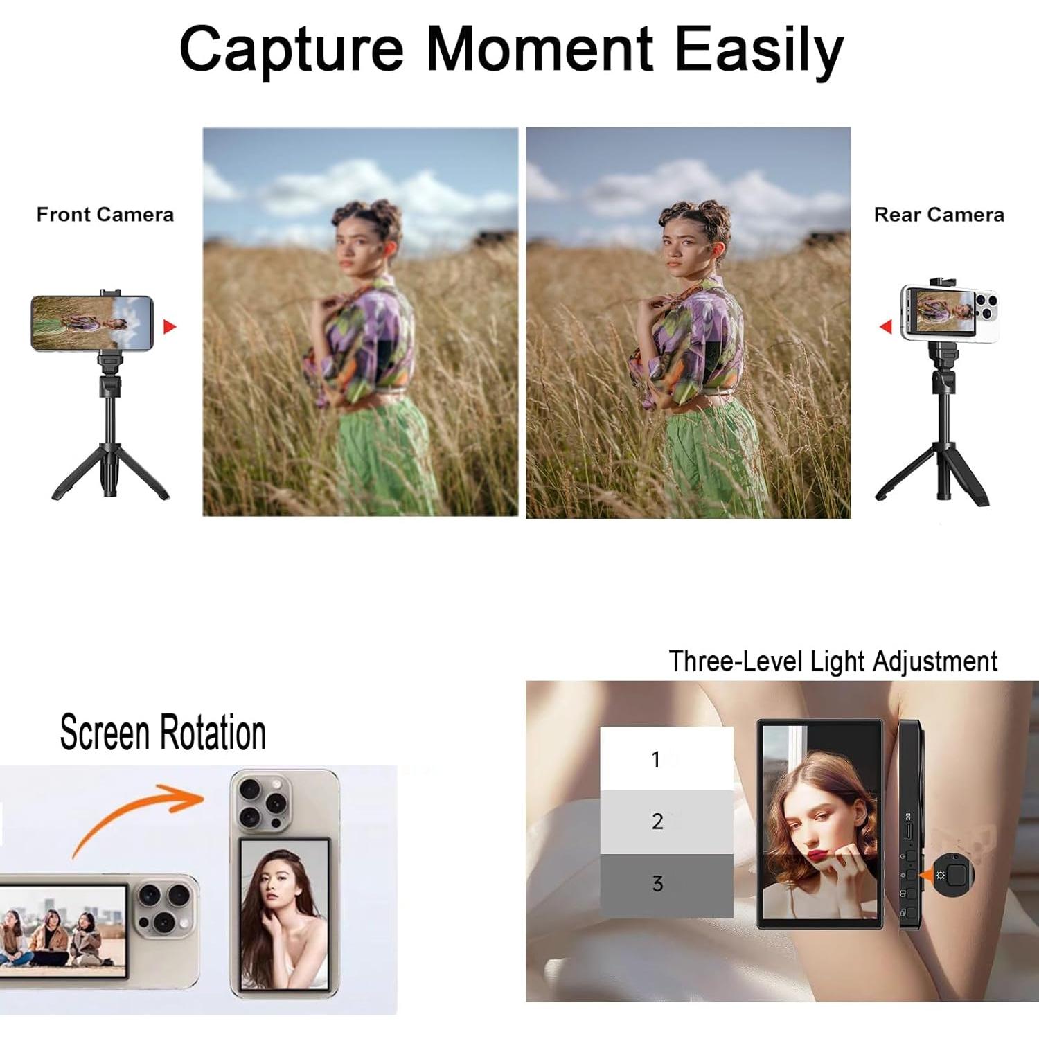 Monitor Selfie Magnético Genérico para iPhone - 10.1 cm