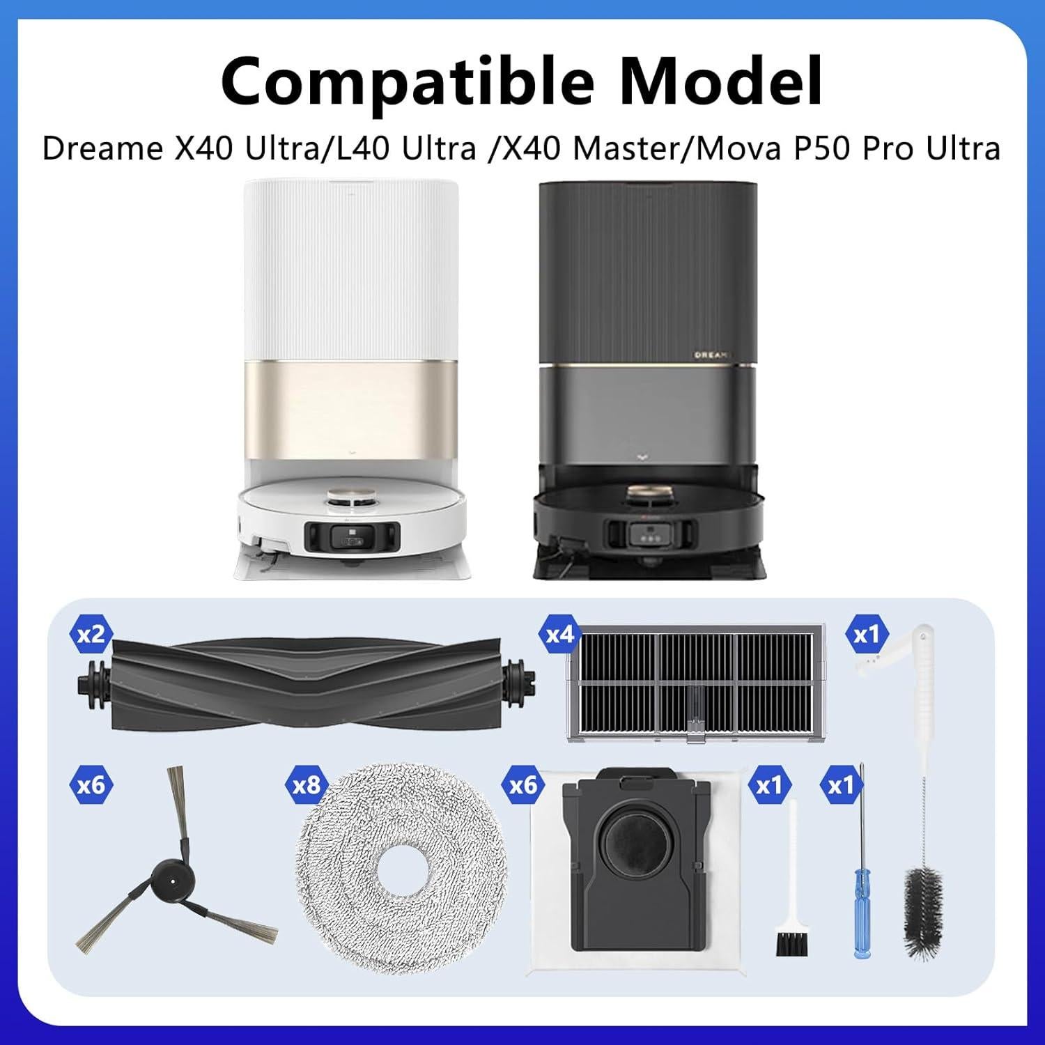 Kit de Reemplazo 22 Piezas para Aspiradora Dreame X40 Ultra