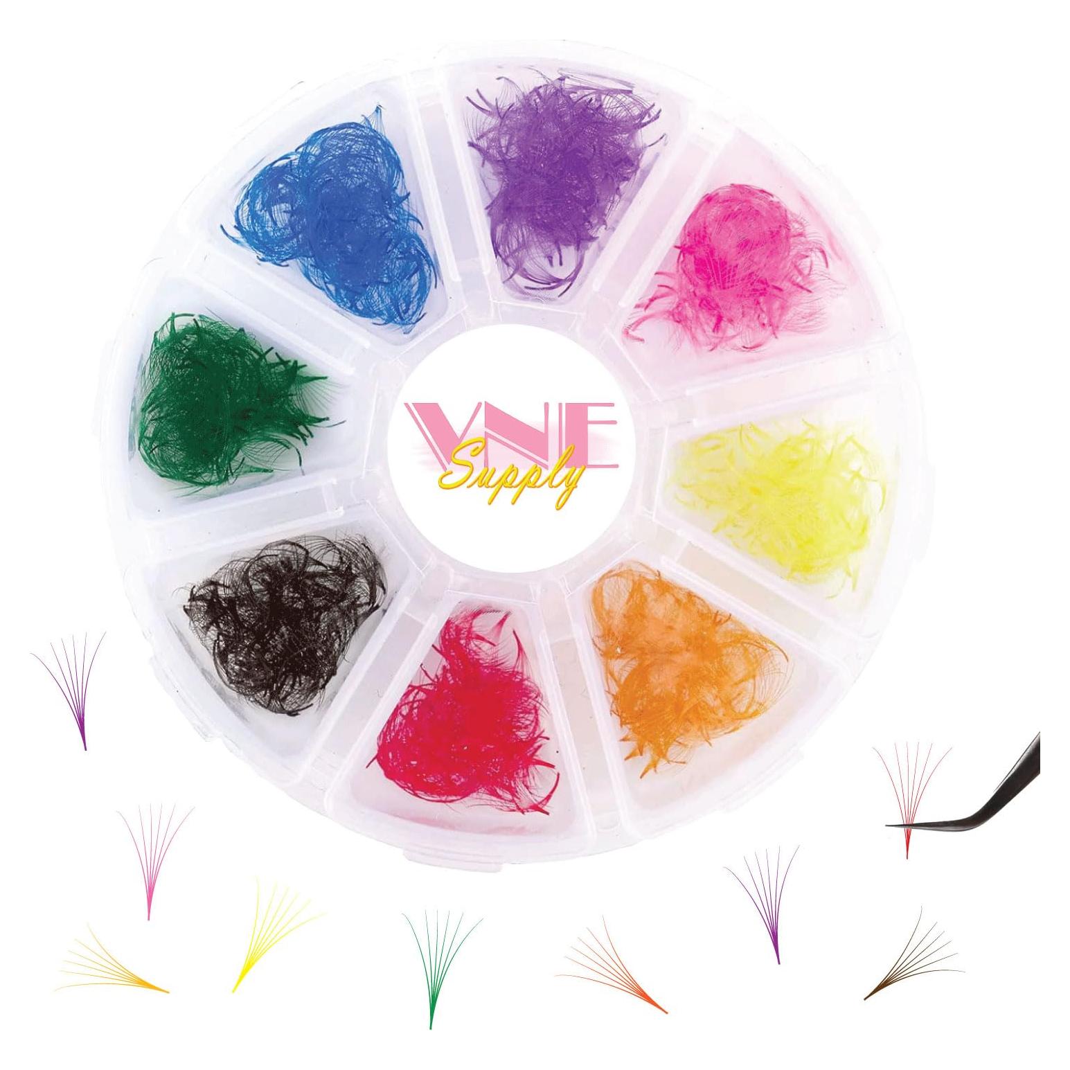 Extensiones de Pestañas Coloridas Mixtas VNE Supply 1000 pcs 12mm