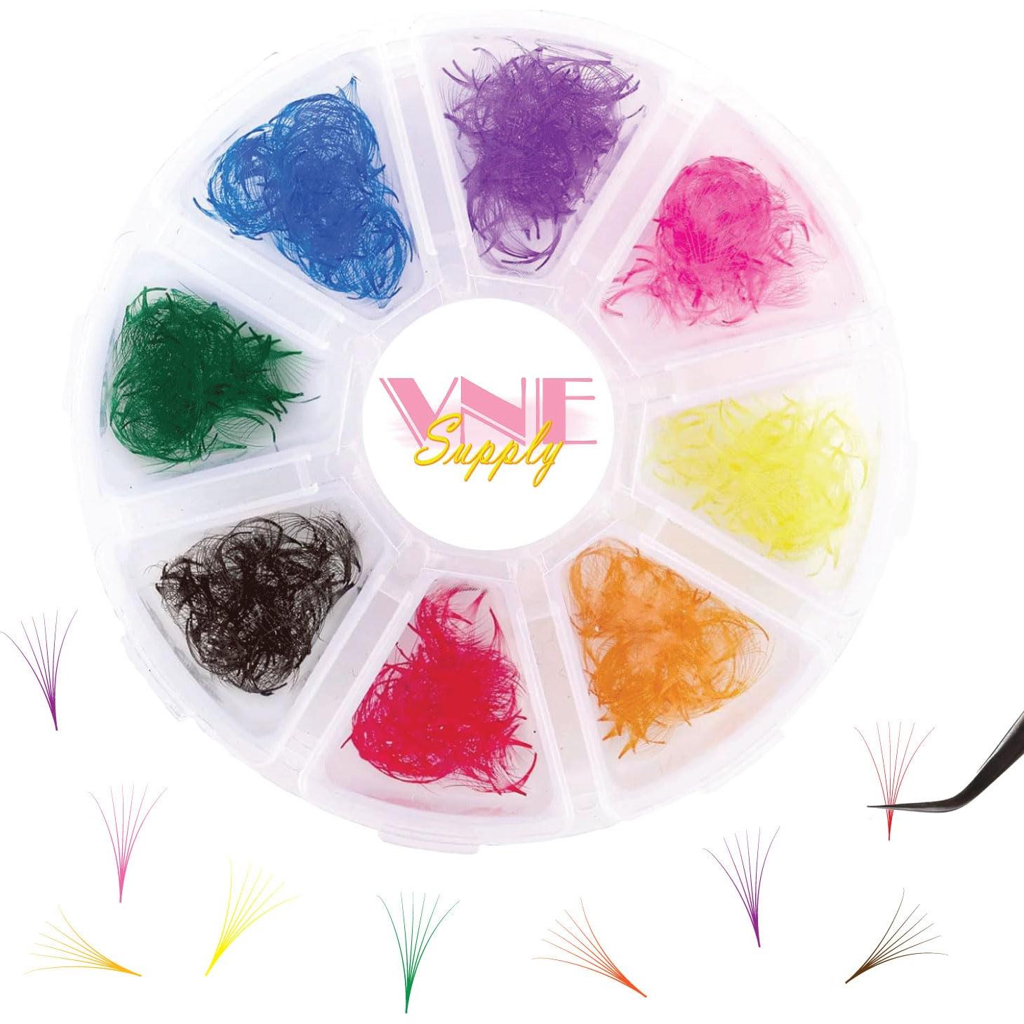 Extensiones de Pestañas Coloridas Mixtas VNE Supply 1000 pcs 12mm