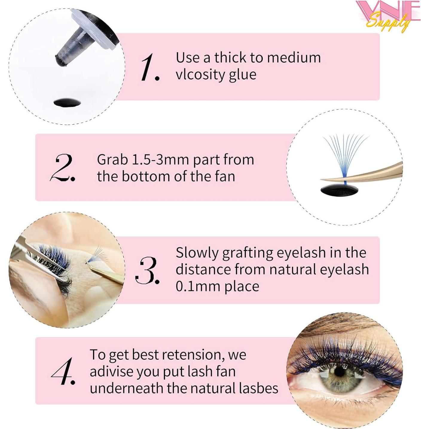 Extensiones de Pestañas Coloridas Mixtas VNE Supply 1000 pcs 12mm