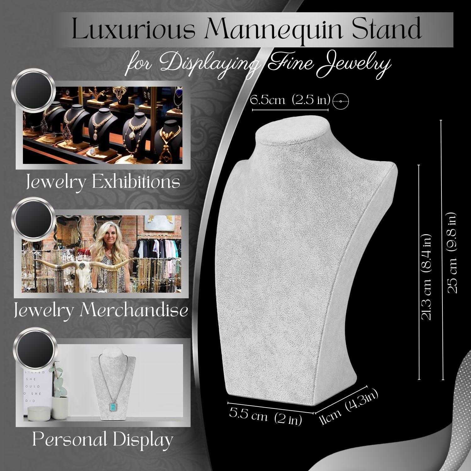 Soporte de Exhibición de Collares Flexzion Terciopelo Gris 25.4 cm