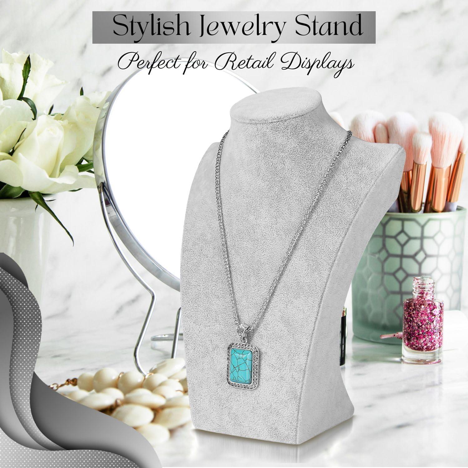 Soporte de Exhibición de Collares Flexzion Terciopelo Gris 25.4 cm