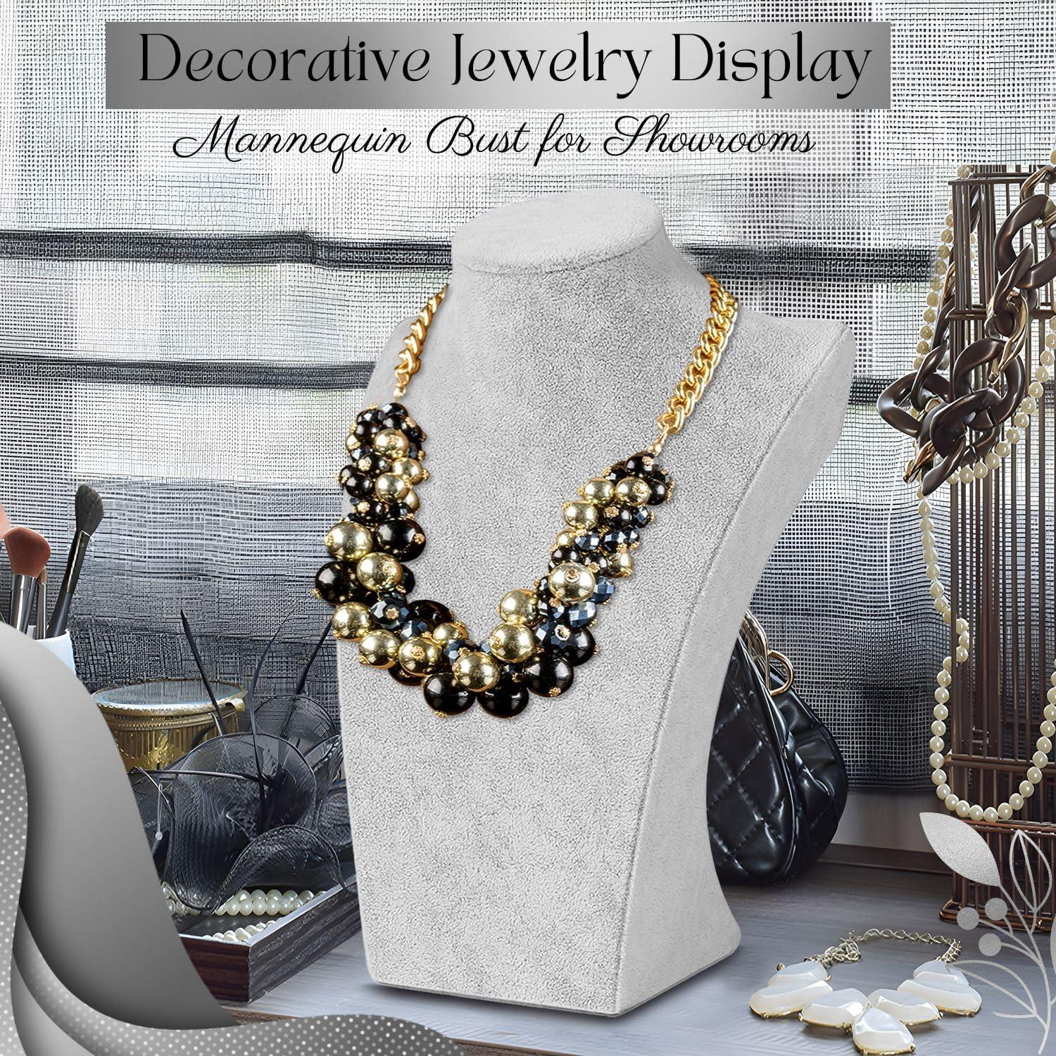 Soporte de Exhibición de Collares Flexzion Terciopelo Gris 25.4 cm