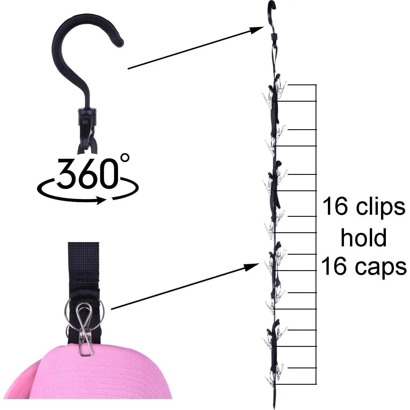 Soporte Organizador de Gorras NOASUNG con 16 Clips Acero Inoxidable